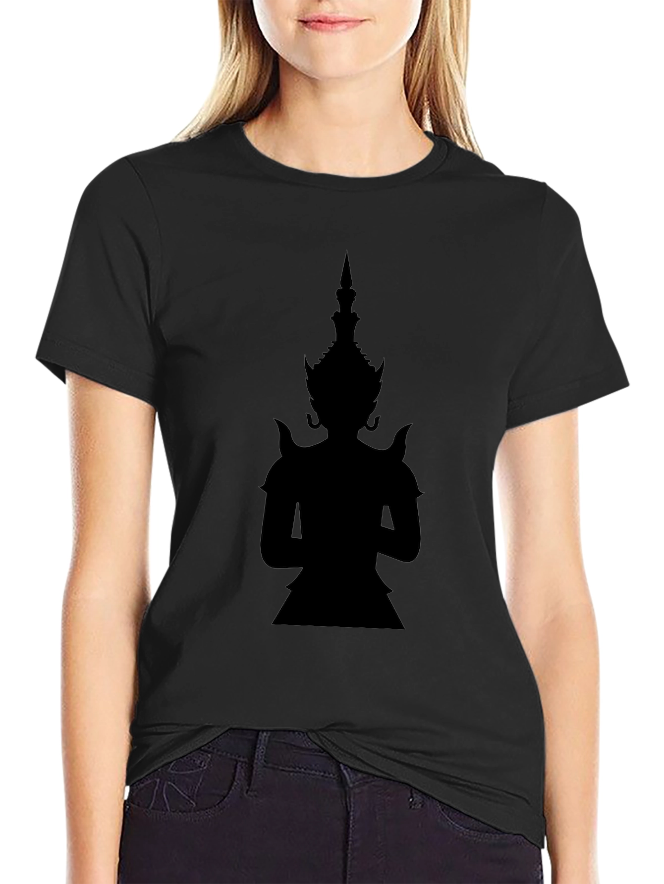 Silhouette Asian Deity Black T-Shirt