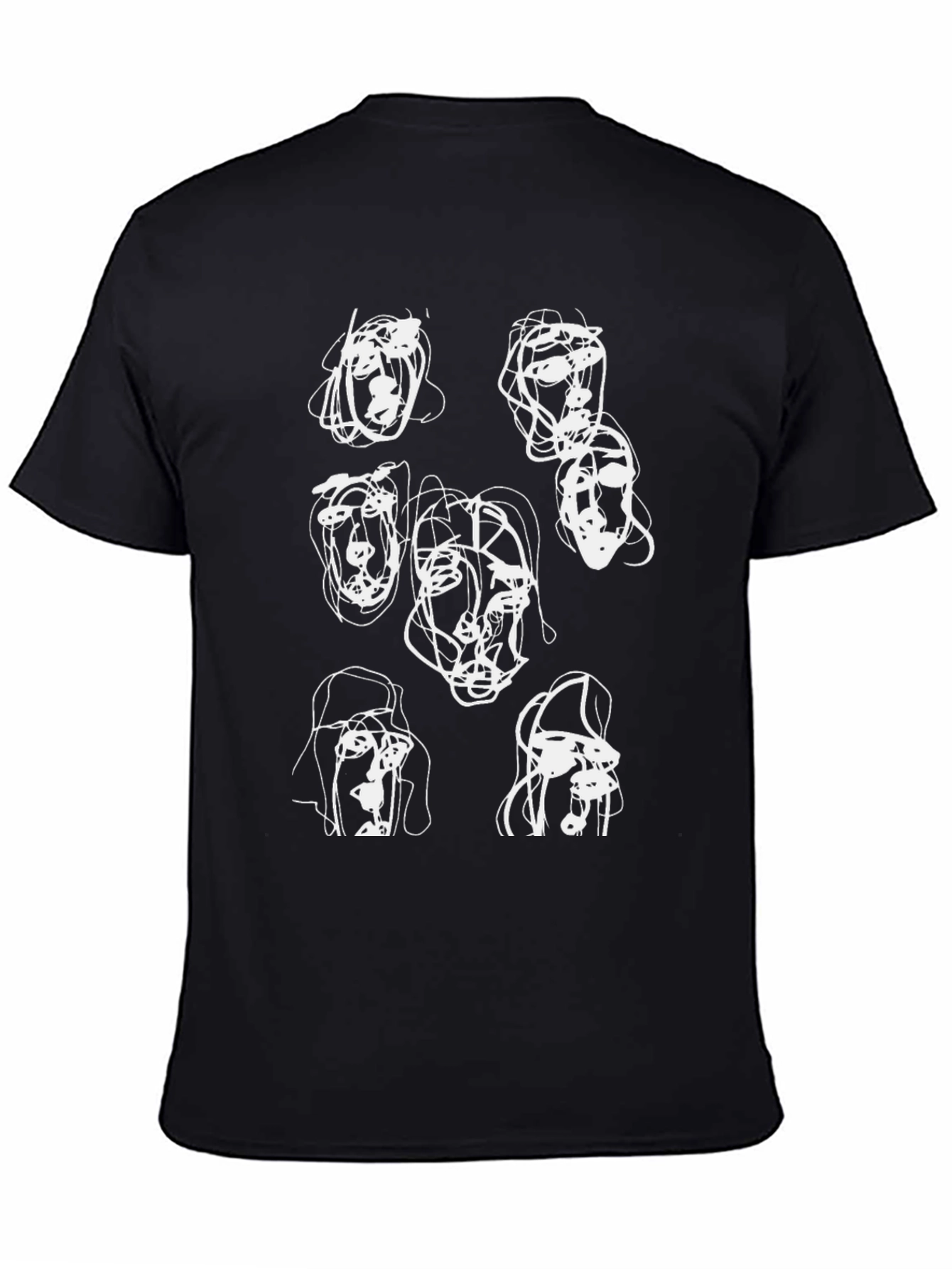 Abstract Faces Black Graphic Tee
