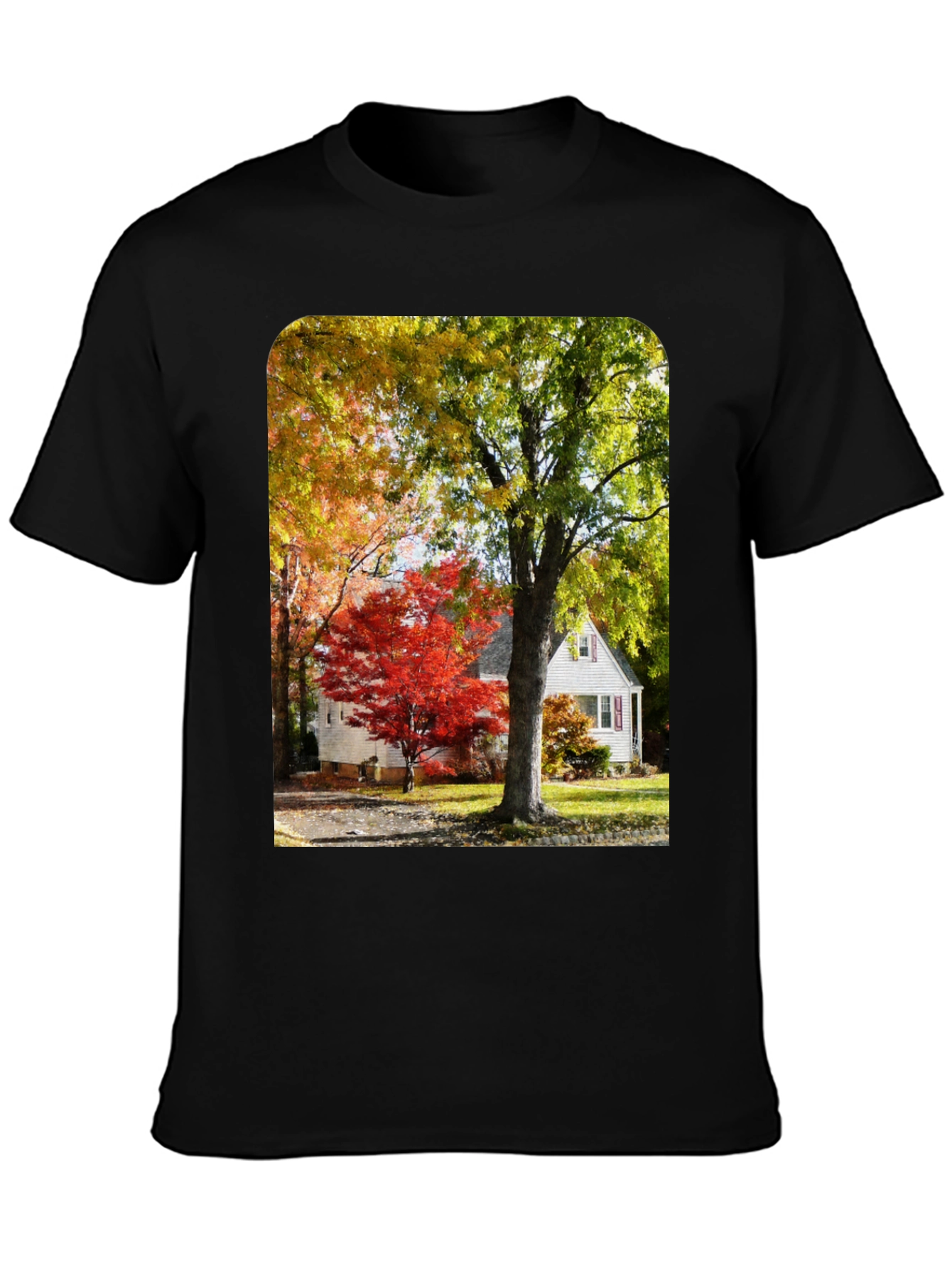 Autumn Scene Graphic Tee - Nature Inspired Shirt