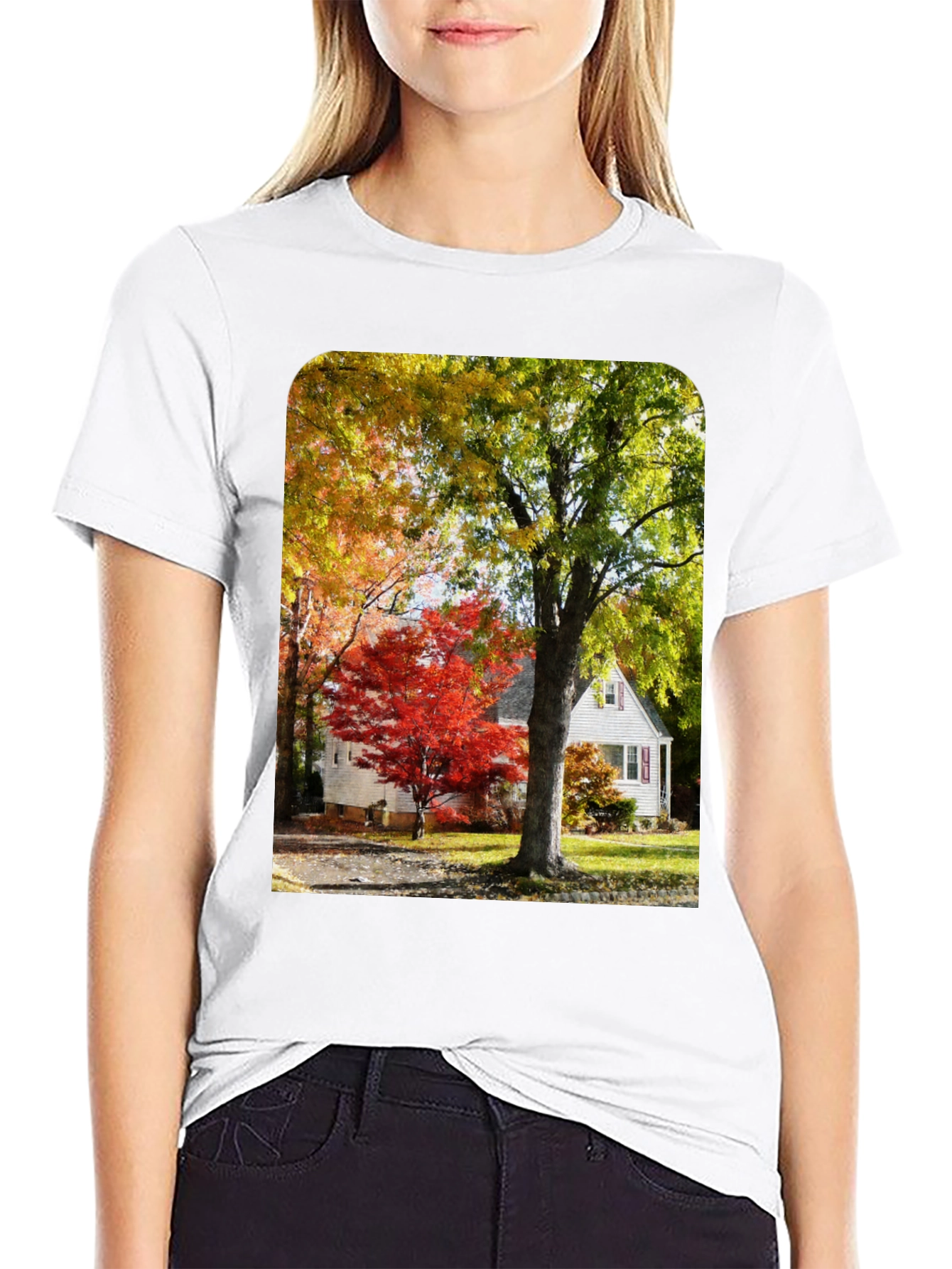 Autumn Scene Graphic Tee - Nature Inspired Shirt