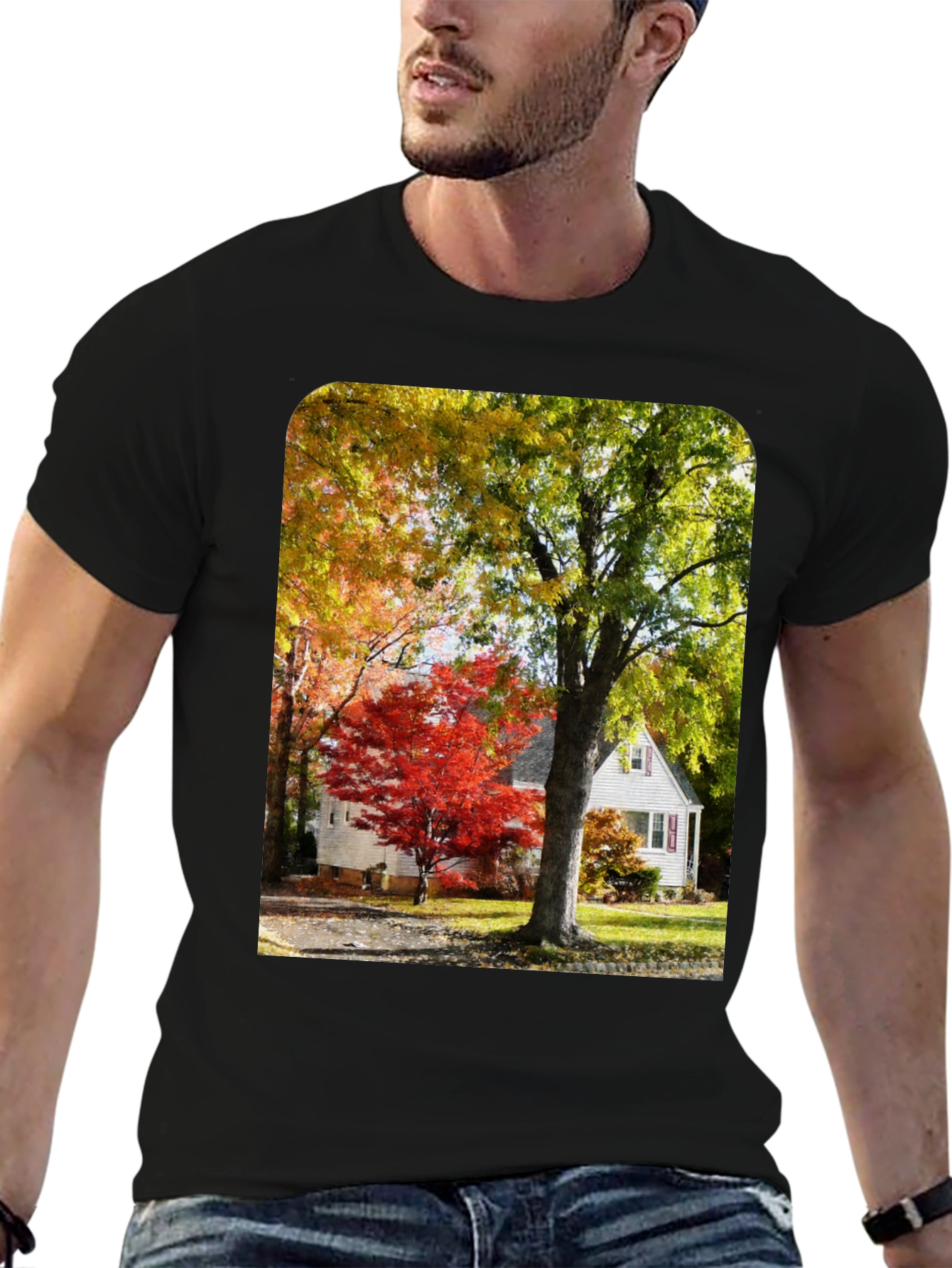 Autumn Scene Graphic Tee - Nature Inspired Shirt