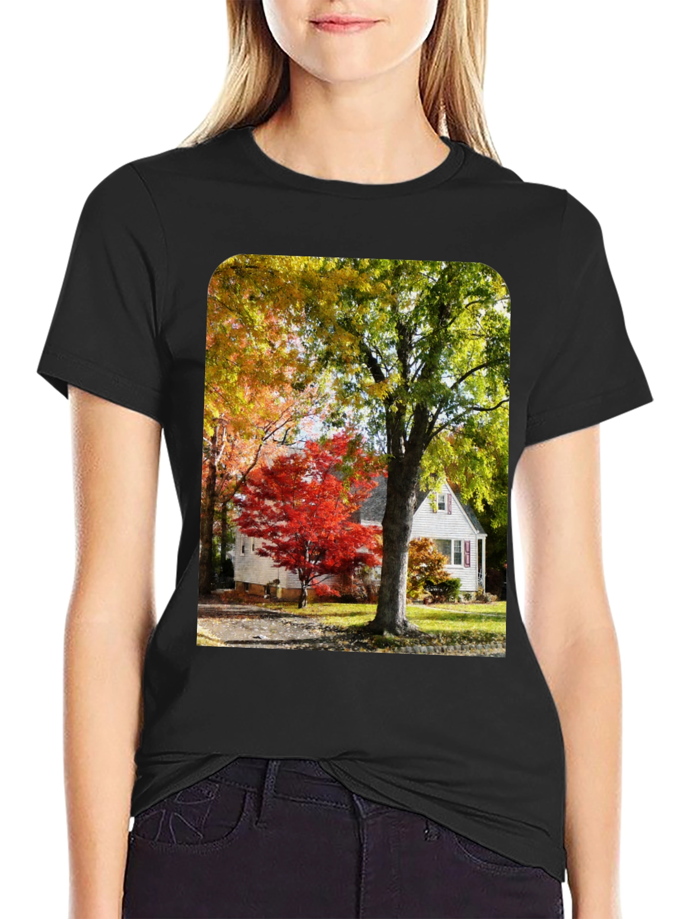 Autumn Scene Graphic Tee - Nature Inspired Shirt