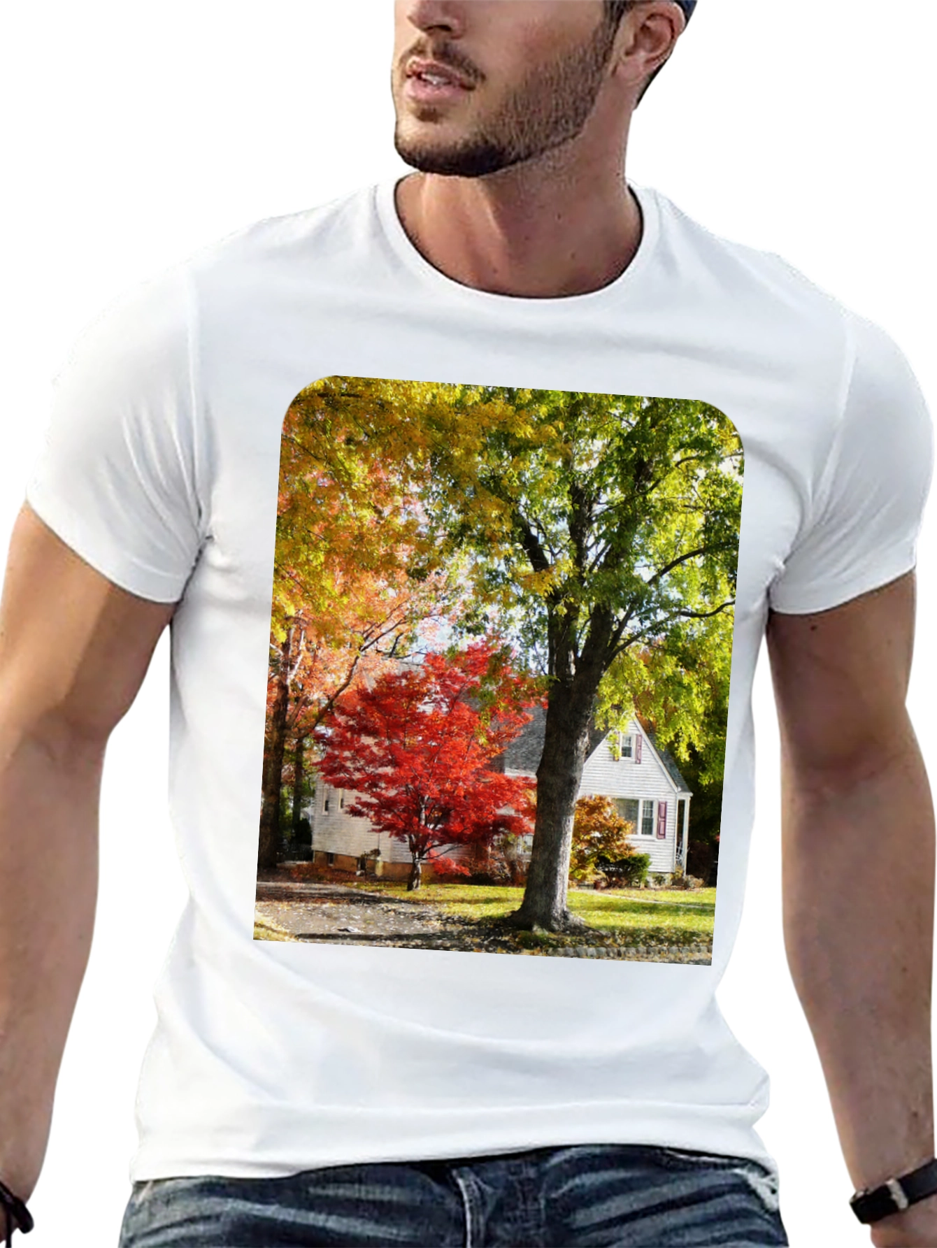 Autumn Scene Graphic Tee - Nature Inspired Shirt