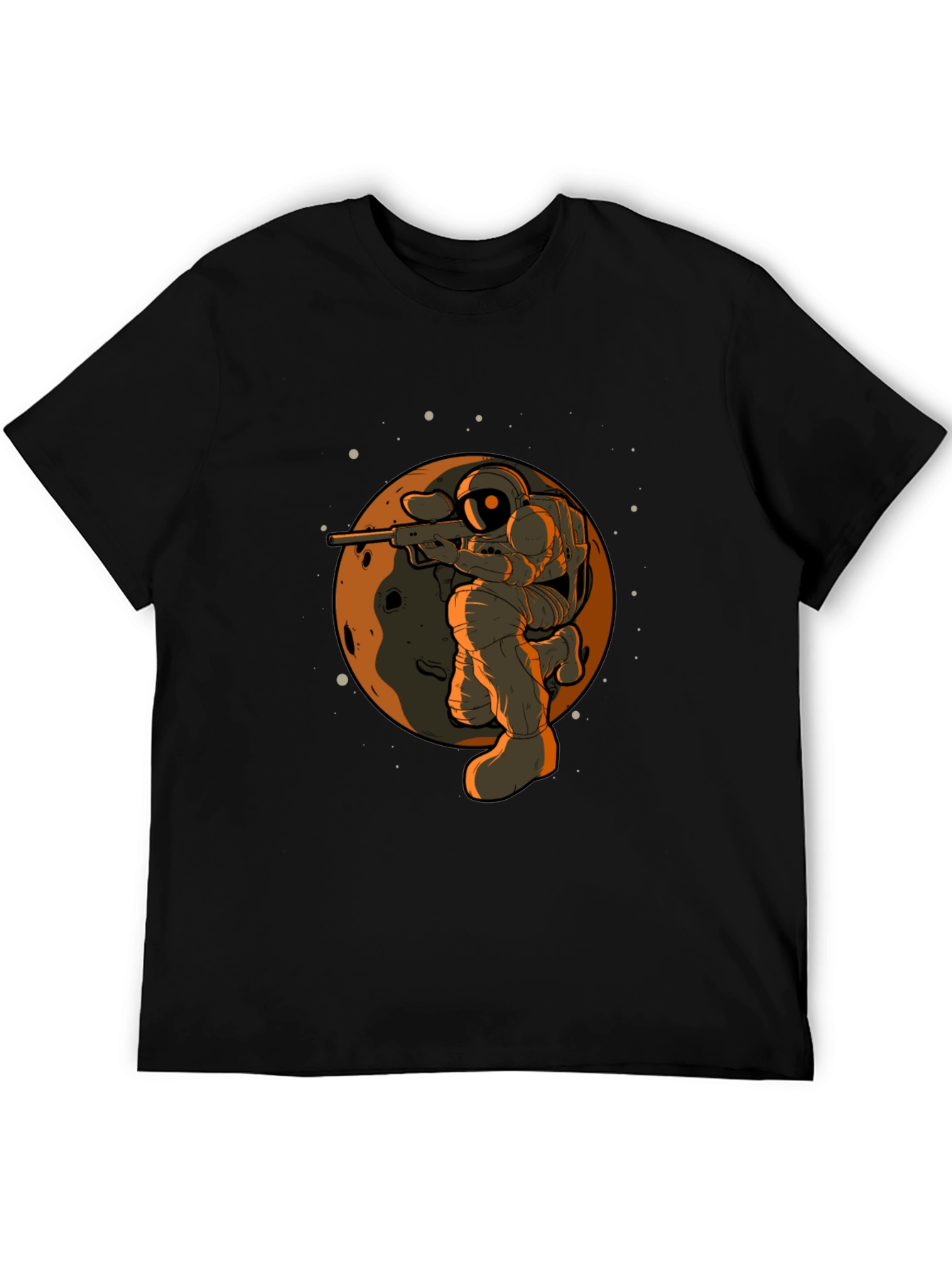 Astronaut Sniper Graphic Tee - Black Cotton T-Shirt