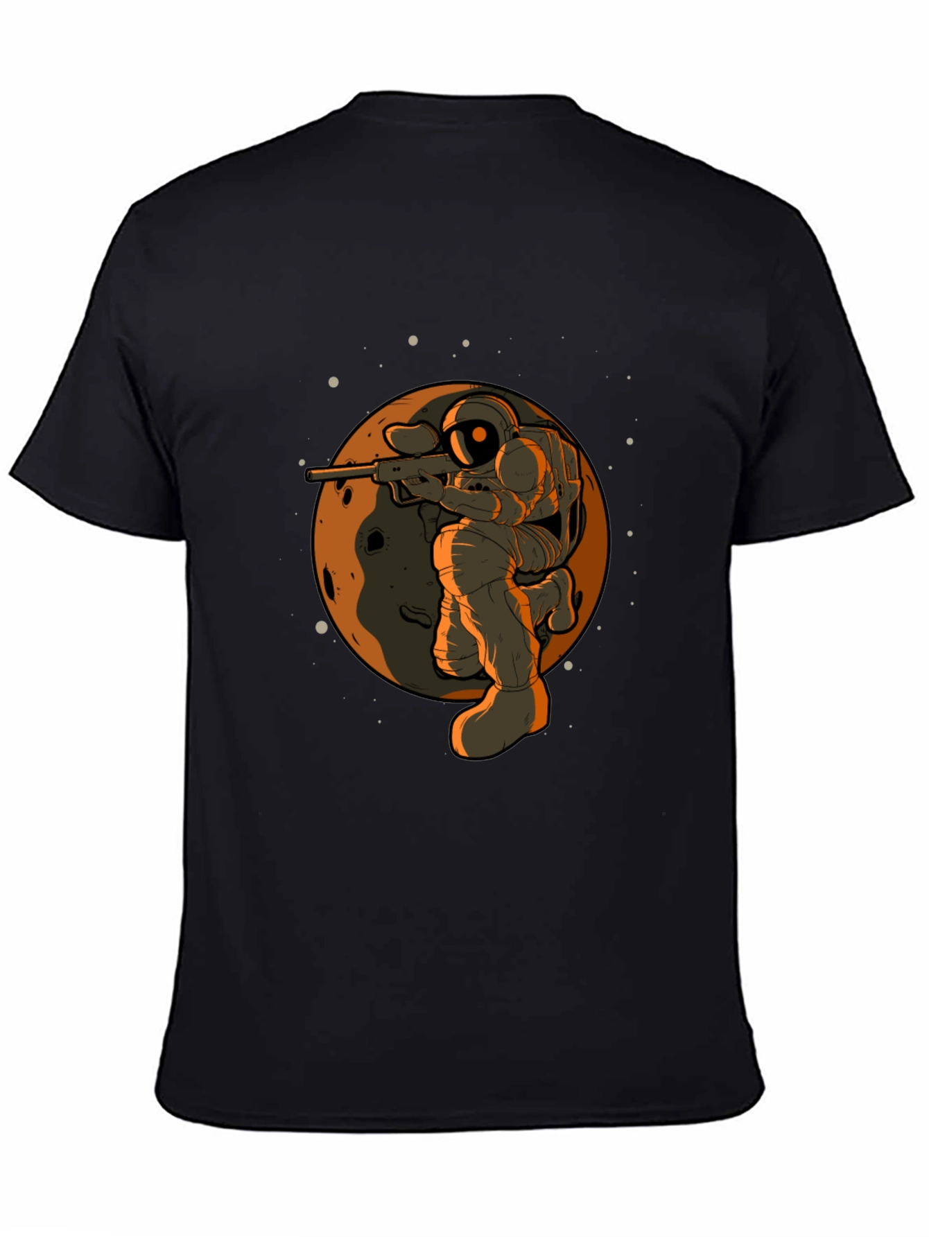 Astronaut Sniper Graphic Tee - Black Cotton T-Shirt