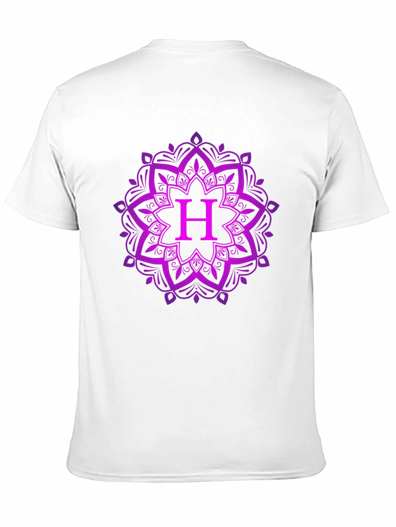 Purple Mandala H Initial Black T-Shirt