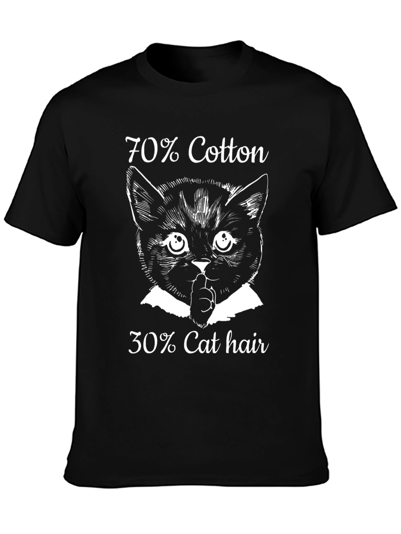 70% Cotton 30% Cat Hair T-Shirt - Black