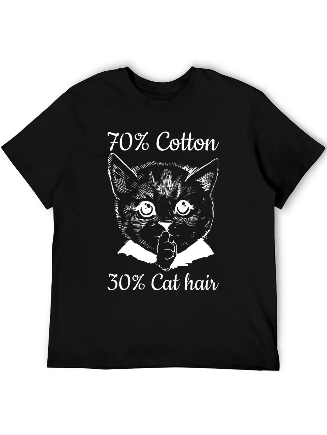 70% Cotton 30% Cat Hair T-Shirt - Black