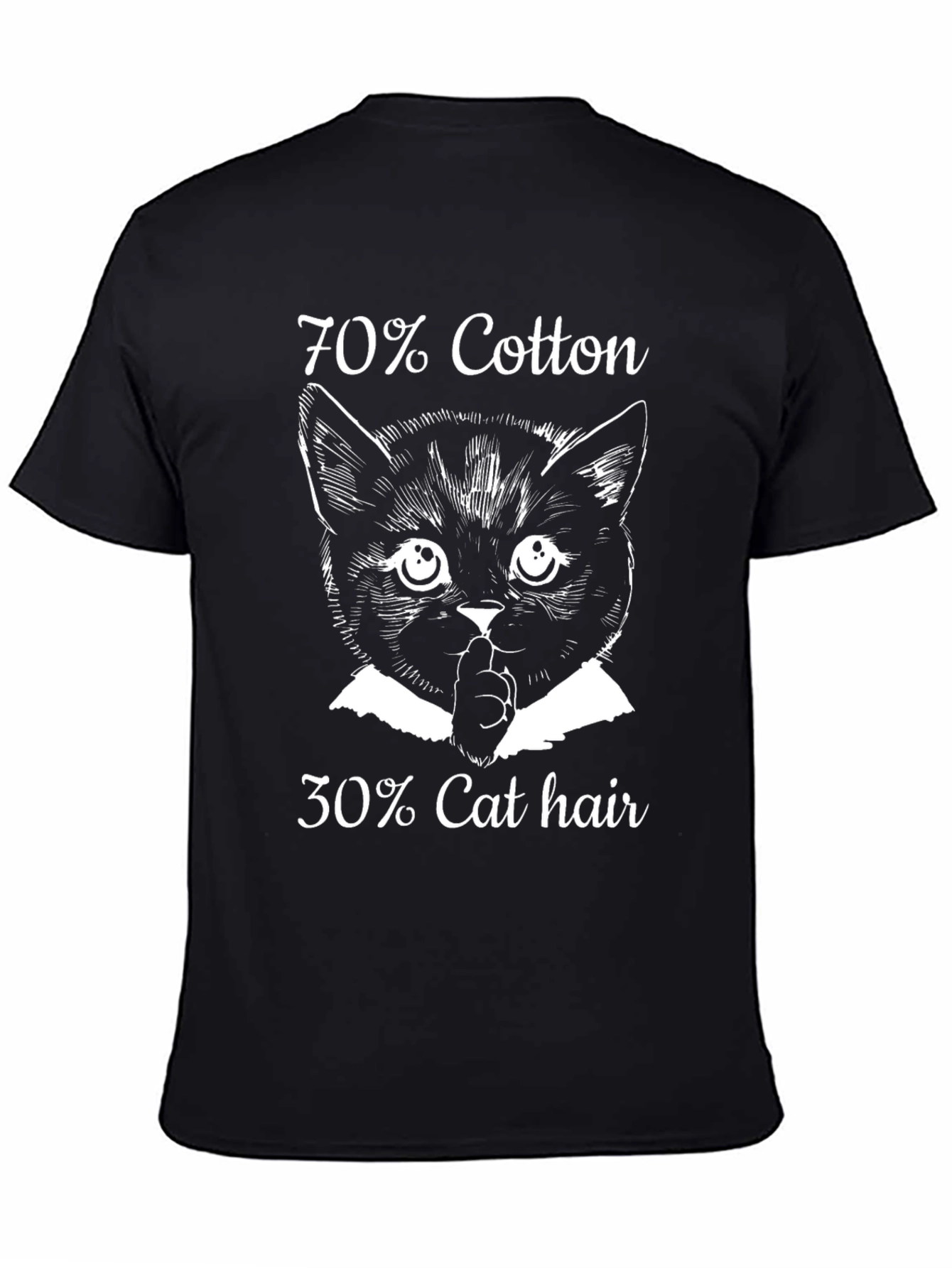 70% Cotton 30% Cat Hair T-Shirt - Black