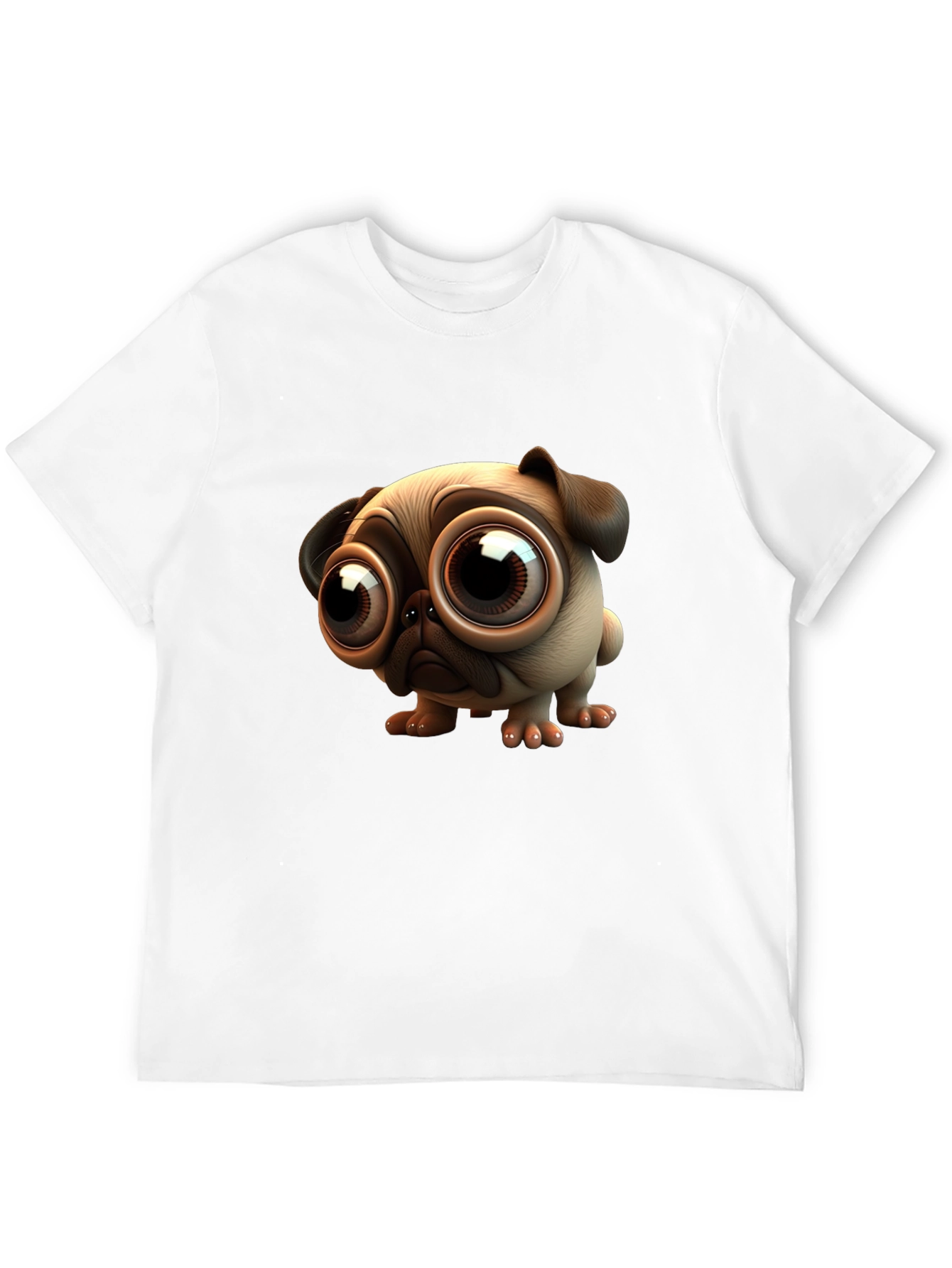 Pug Cartoon Graphic Black T-Shirt