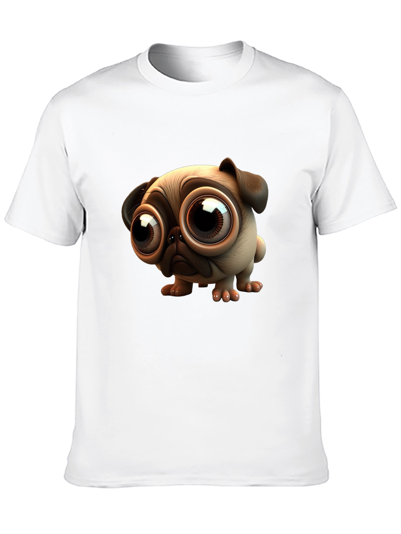 Pug Cartoon Graphic Black T-Shirt