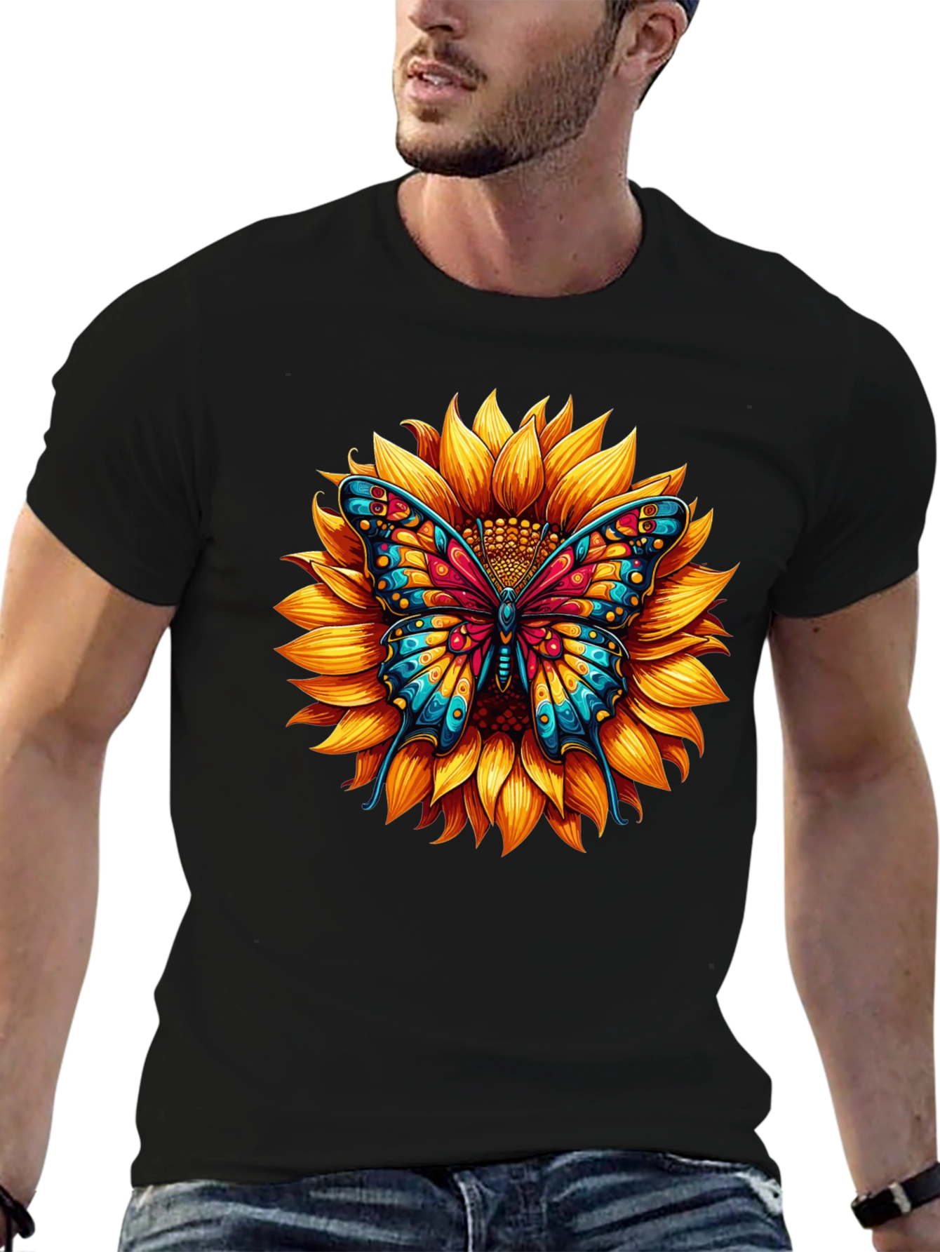 Sunflower Butterfly Graphic Tee