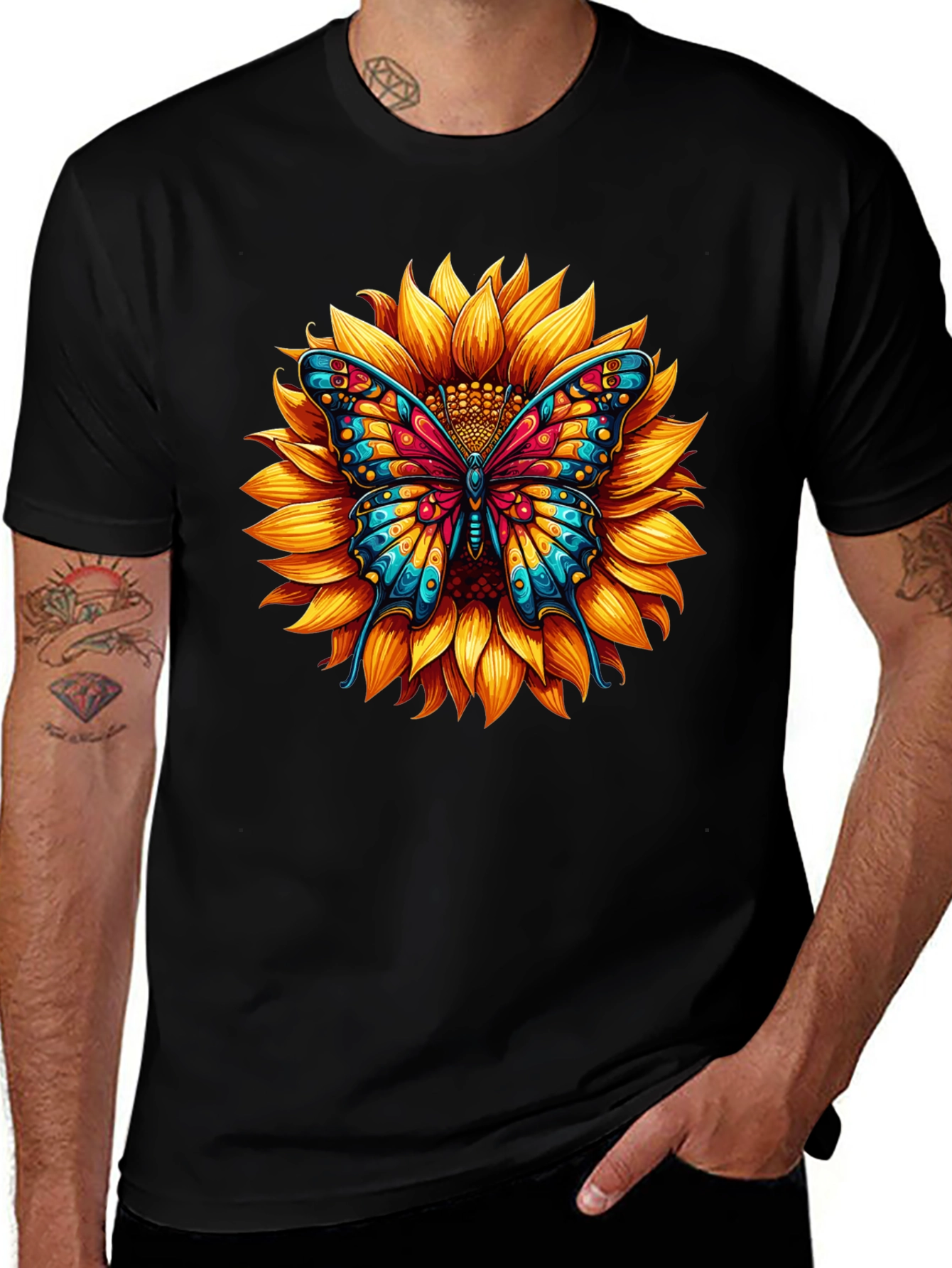 Sunflower Butterfly Graphic Tee