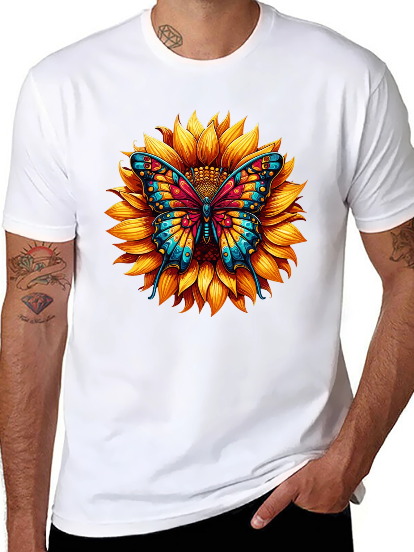 Sunflower Butterfly Graphic Tee