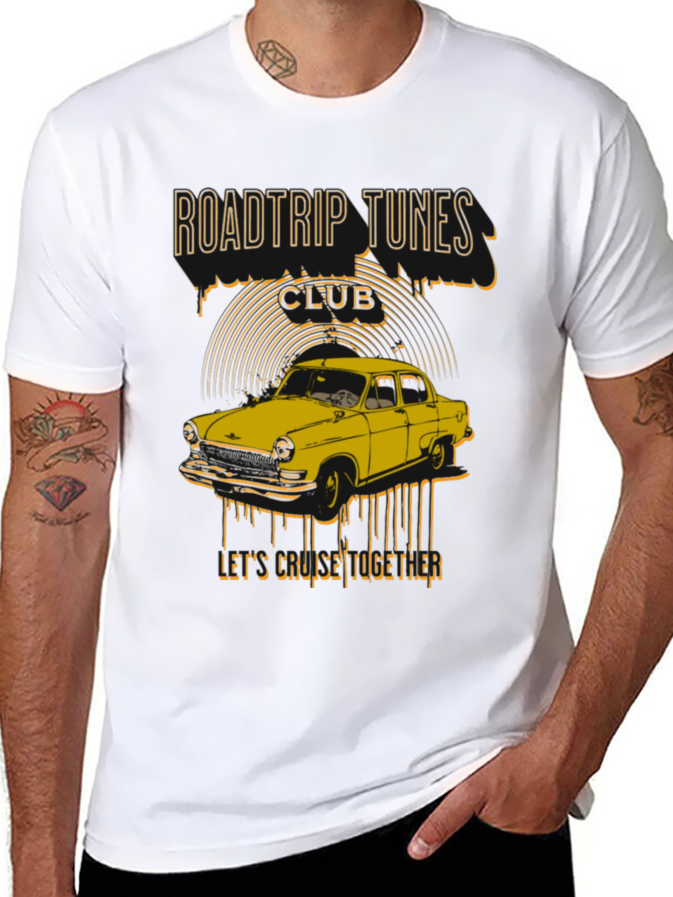 Roadtrip Tunes Club T-Shirt - Classic Car Design