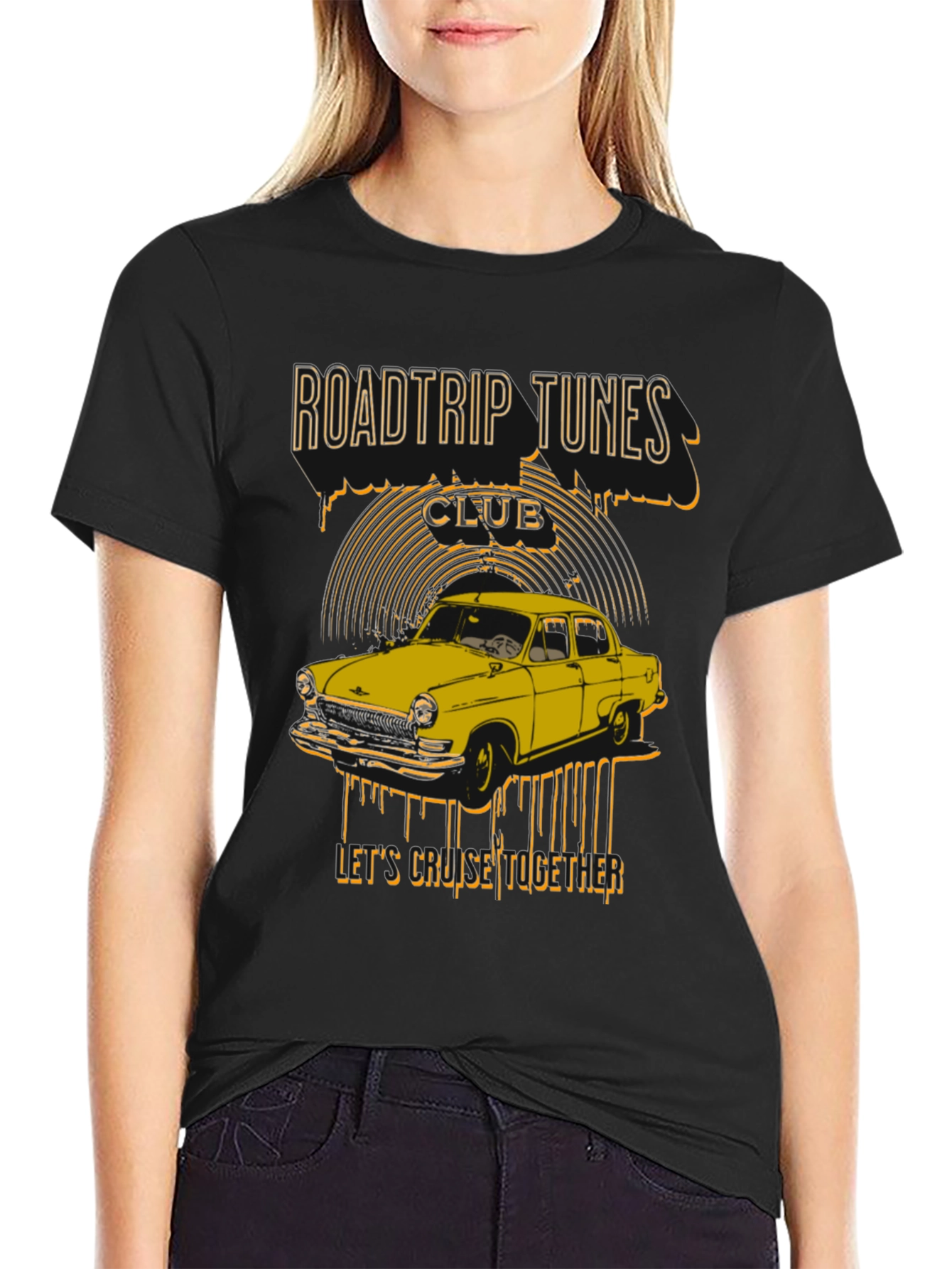 Roadtrip Tunes Club T-Shirt - Classic Car Design