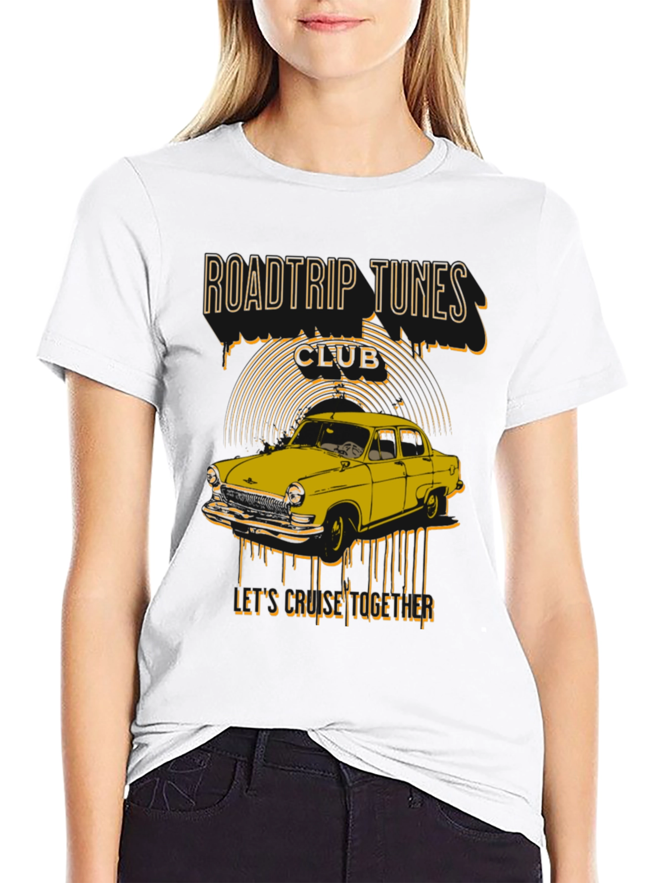 Roadtrip Tunes Club T-Shirt - Classic Car Design