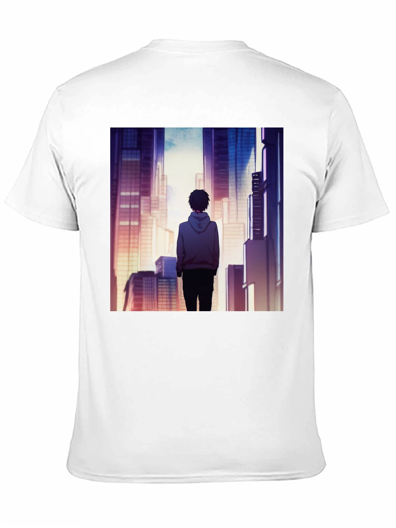 Anime Cityscape Graphic Black T-Shirt