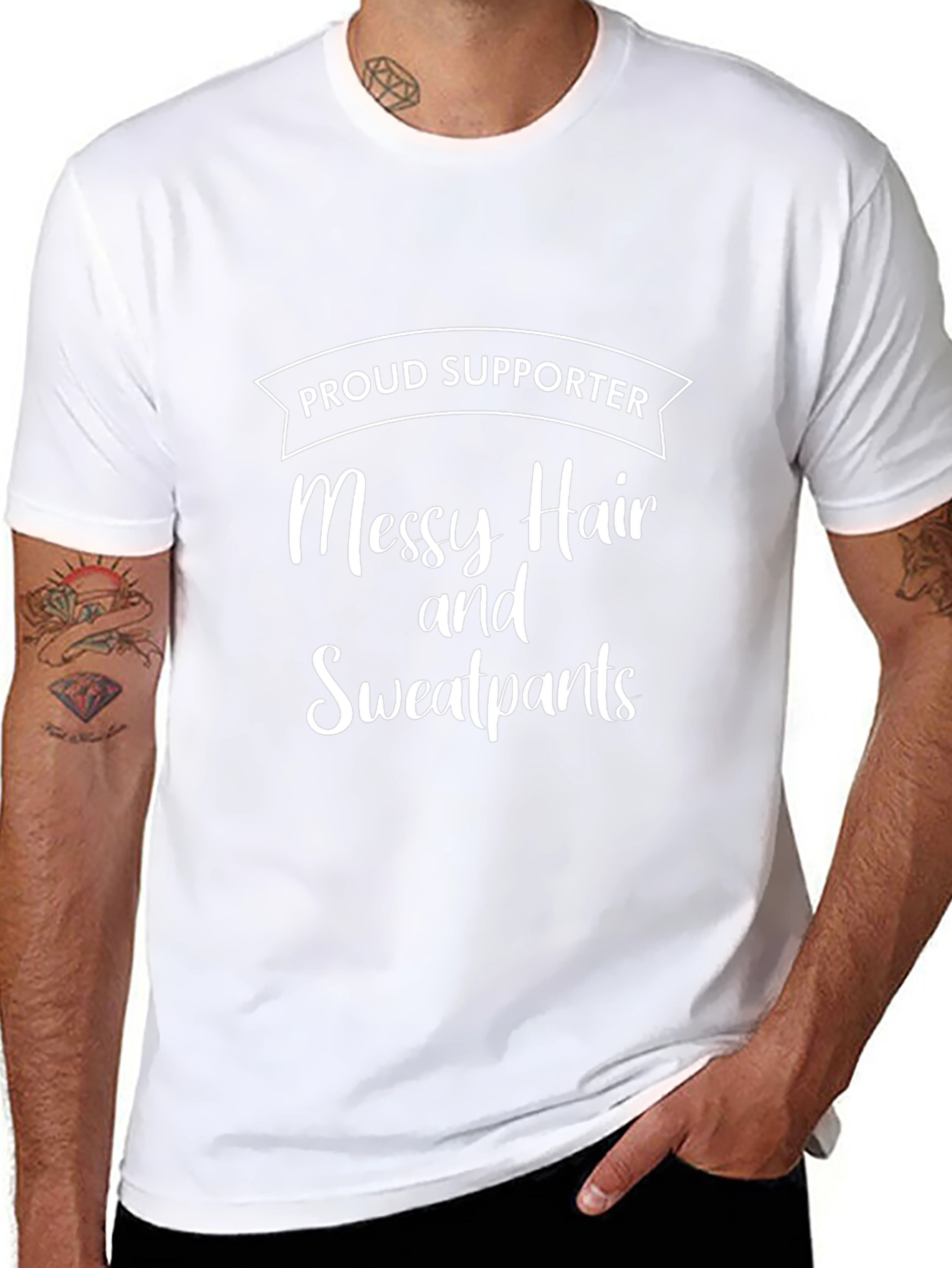 Proud Supporter Messy Hair Sweatpants T-Shirt