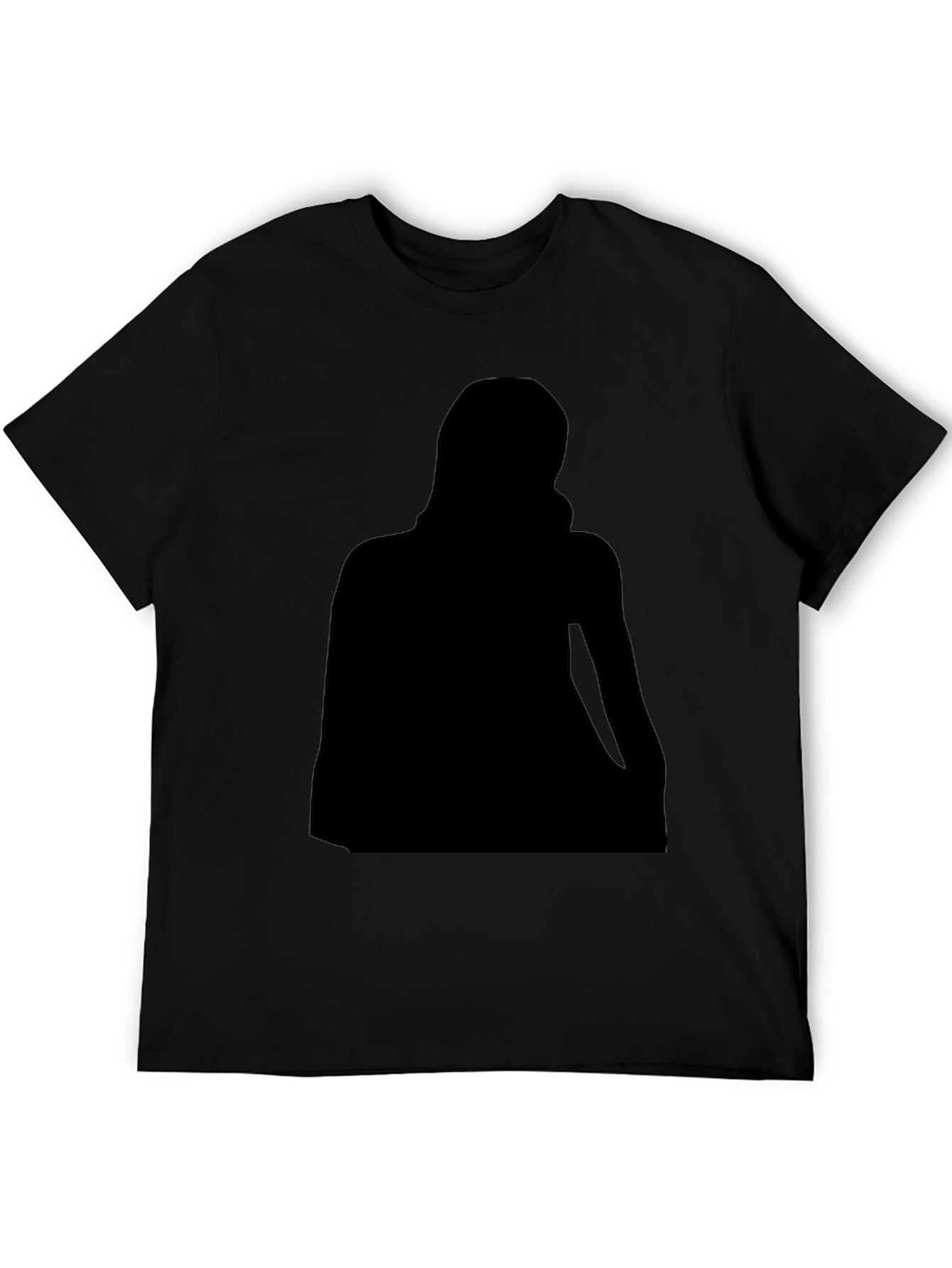 Black Crew Neck T-Shirt with Silhouette Graphic