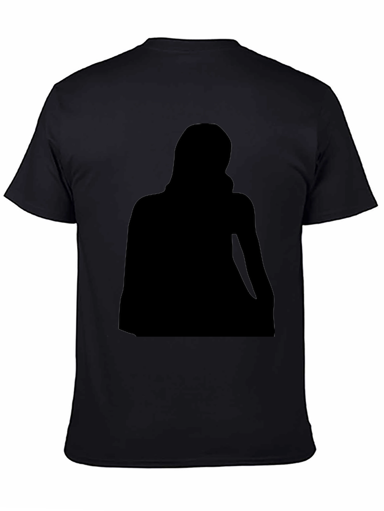 Black Crew Neck T-Shirt with Silhouette Graphic