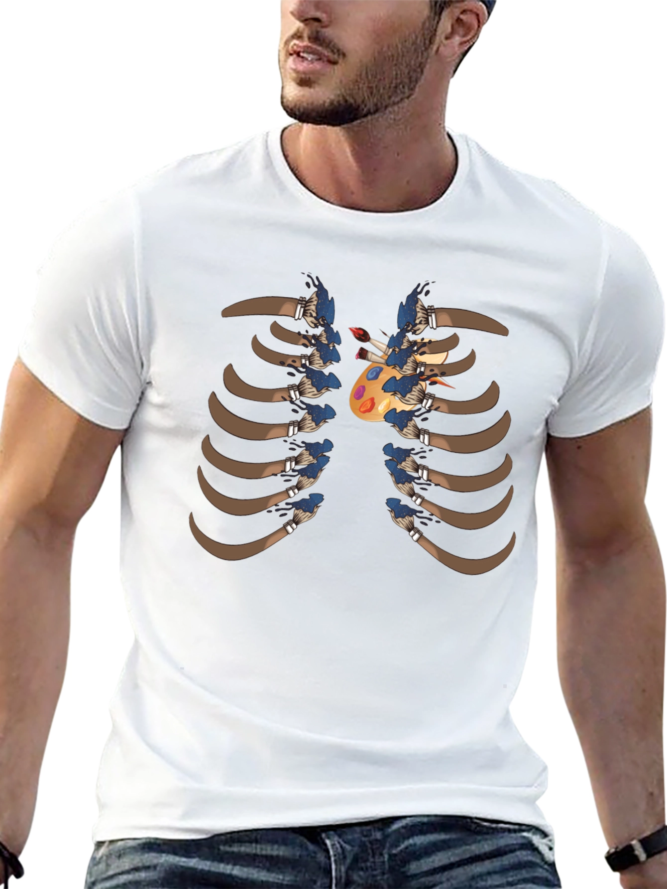 Artist Rib Cage T-Shirt - Painter Palette Heart Design