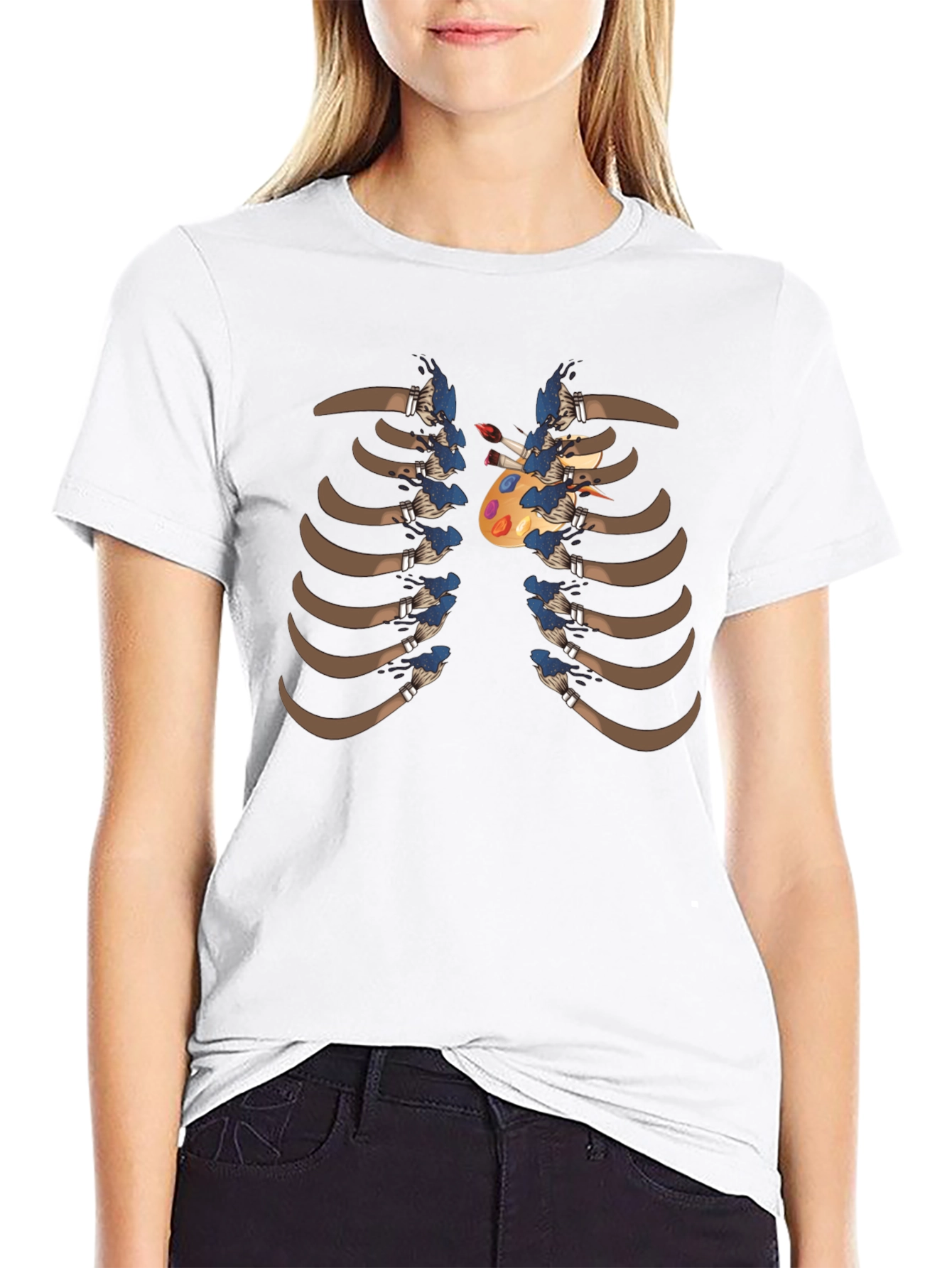 Artist Rib Cage T-Shirt - Painter Palette Heart Design