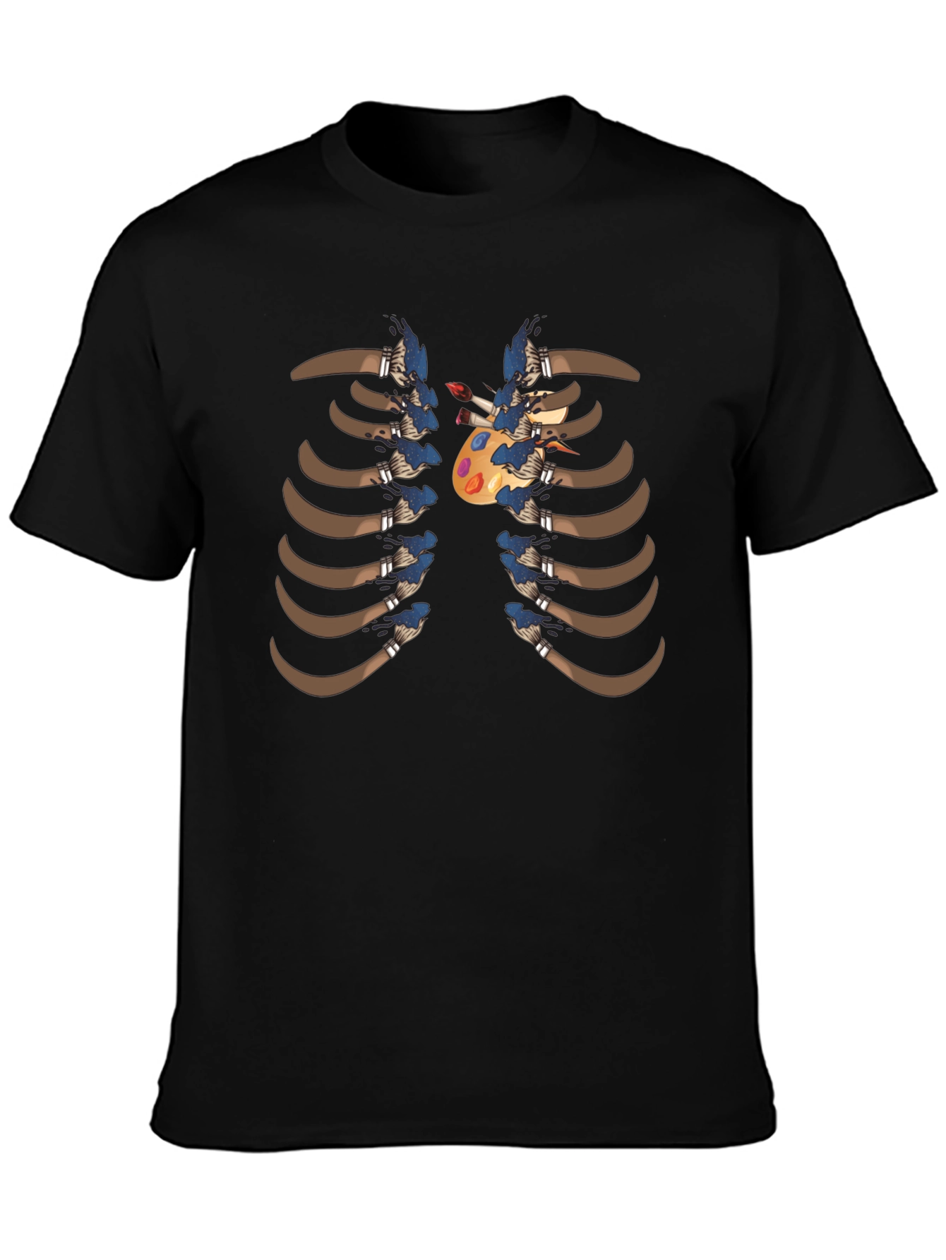 Artist Rib Cage T-Shirt - Painter Palette Heart Design