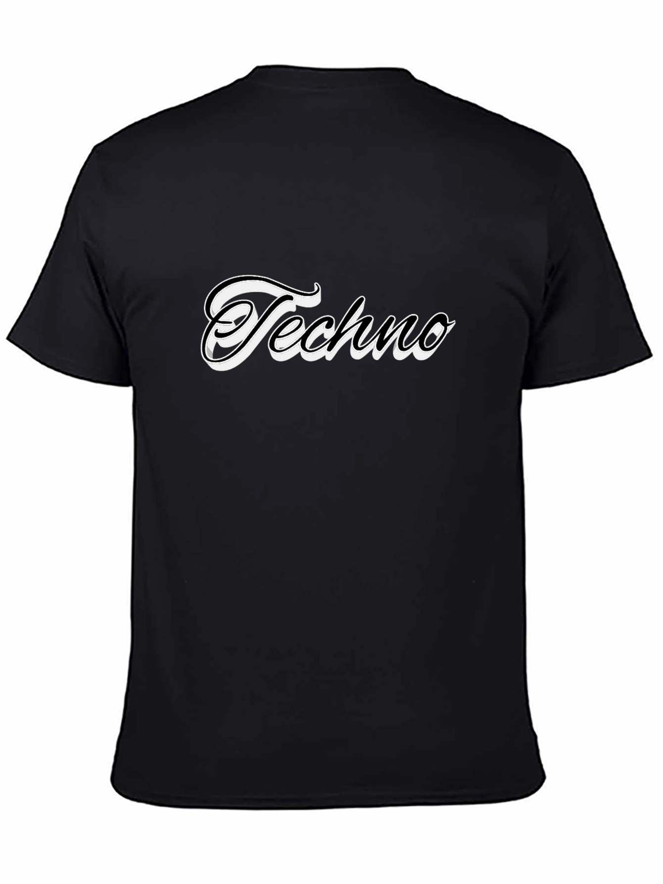 Techno Graphic Tee - Black Cotton Casual T-Shirt