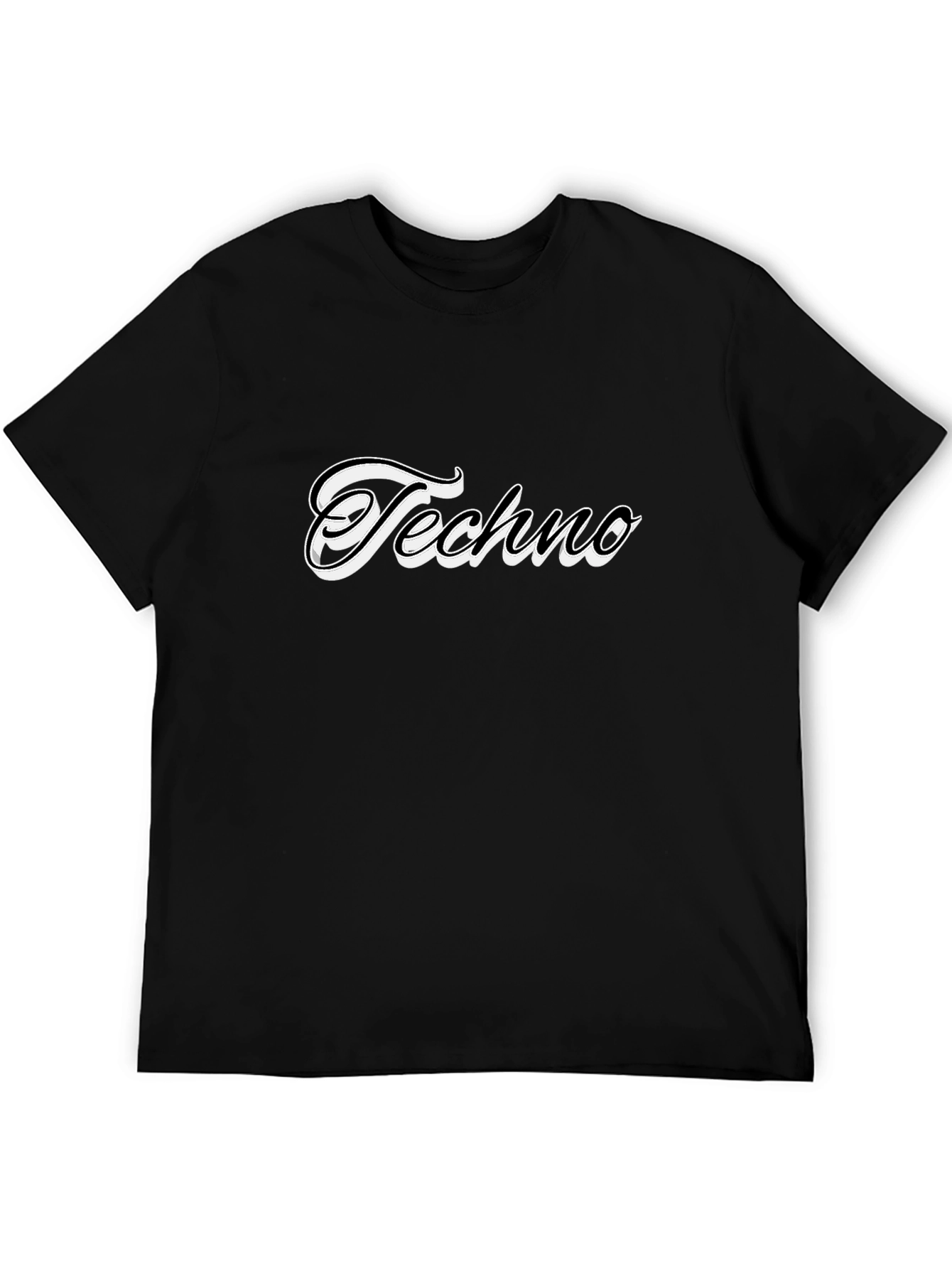 Techno Graphic Tee - Black Cotton Casual T-Shirt