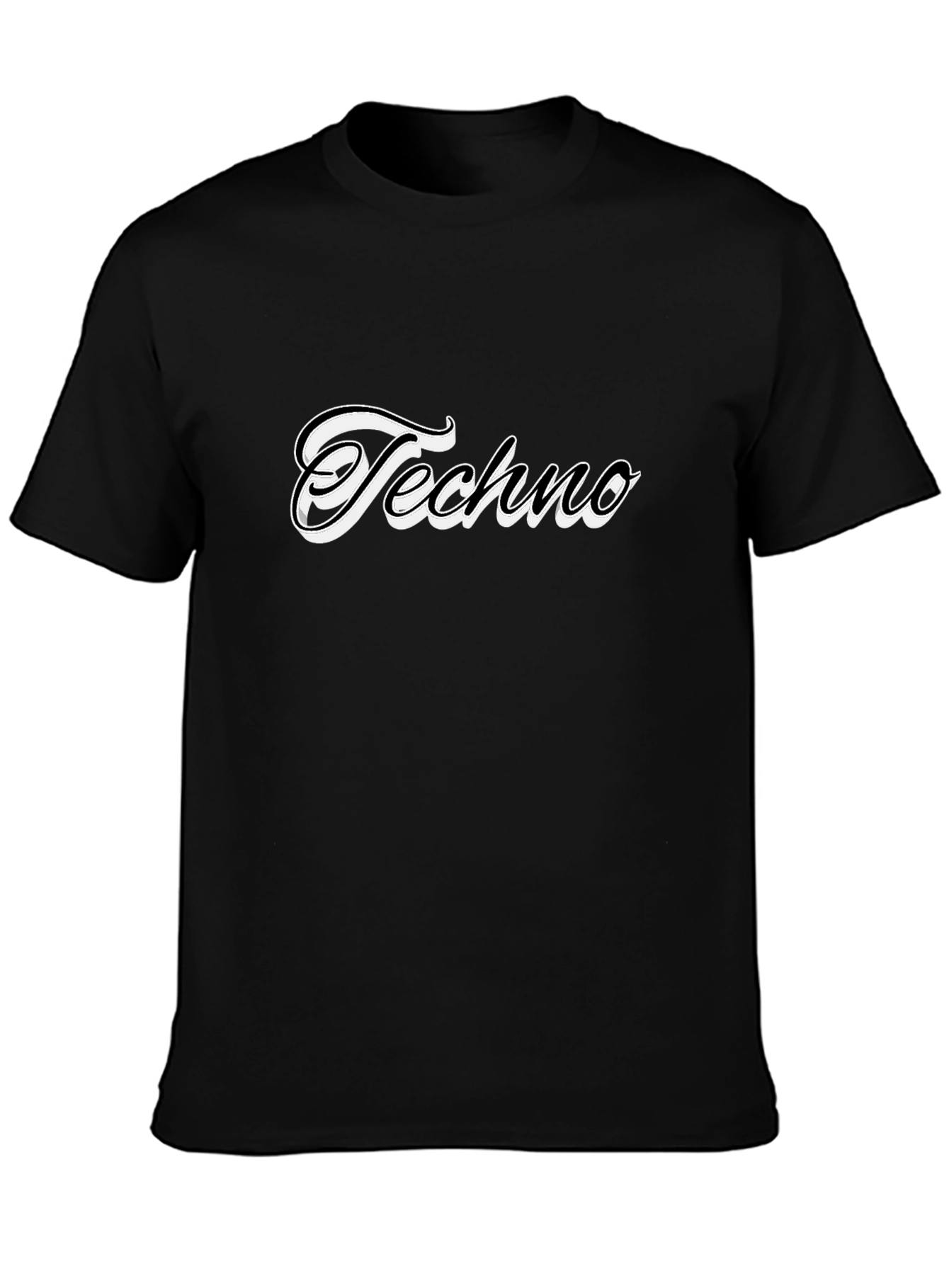 Techno Graphic Tee - Black Cotton Casual T-Shirt