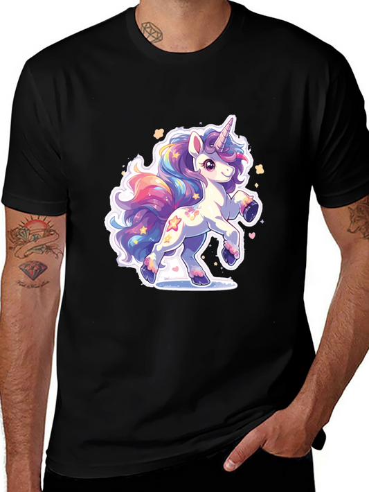 Unicorn Graphic Print Black T-Shirt