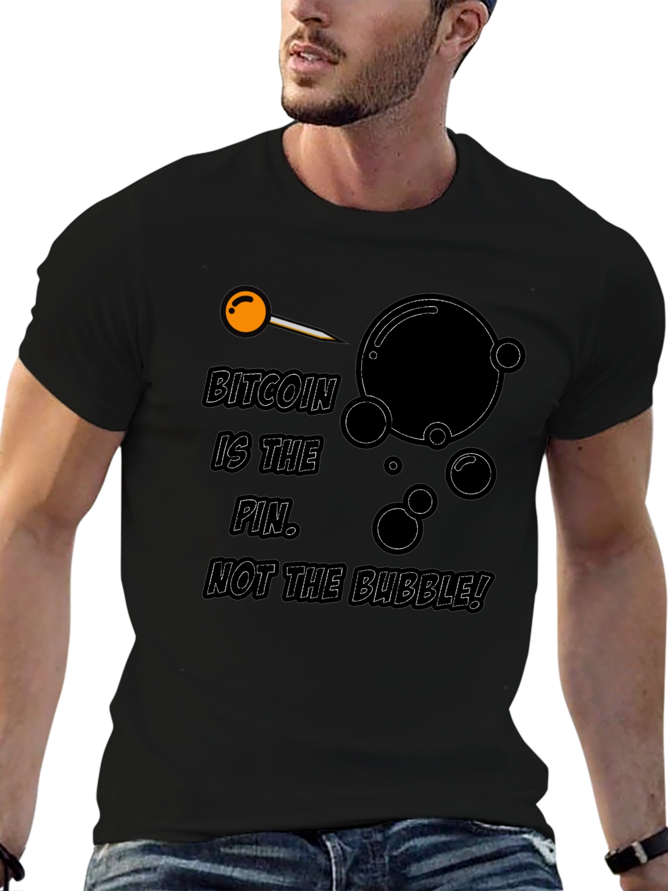 Bitcoin Pin Bubble Graphic T-Shirt
