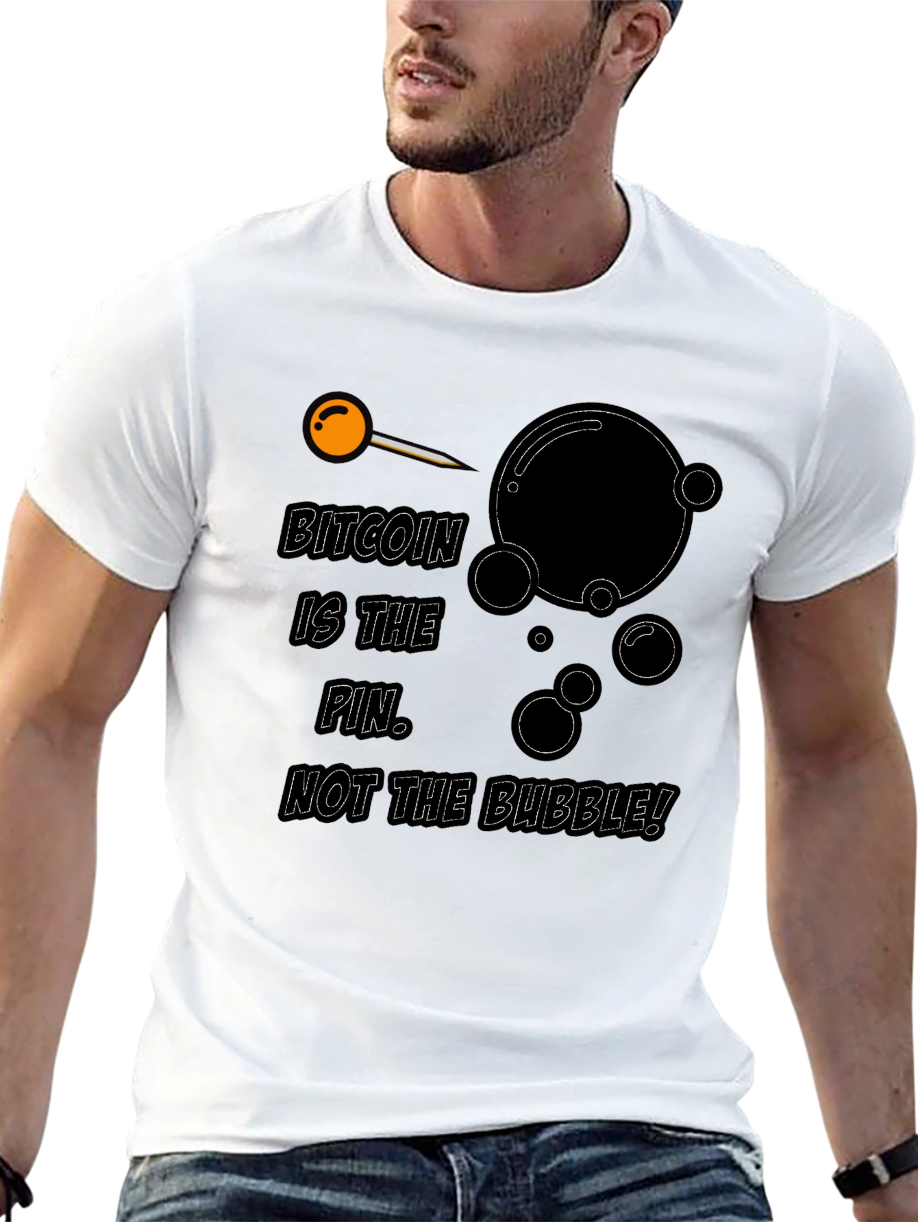 Bitcoin Pin Bubble Graphic T-Shirt