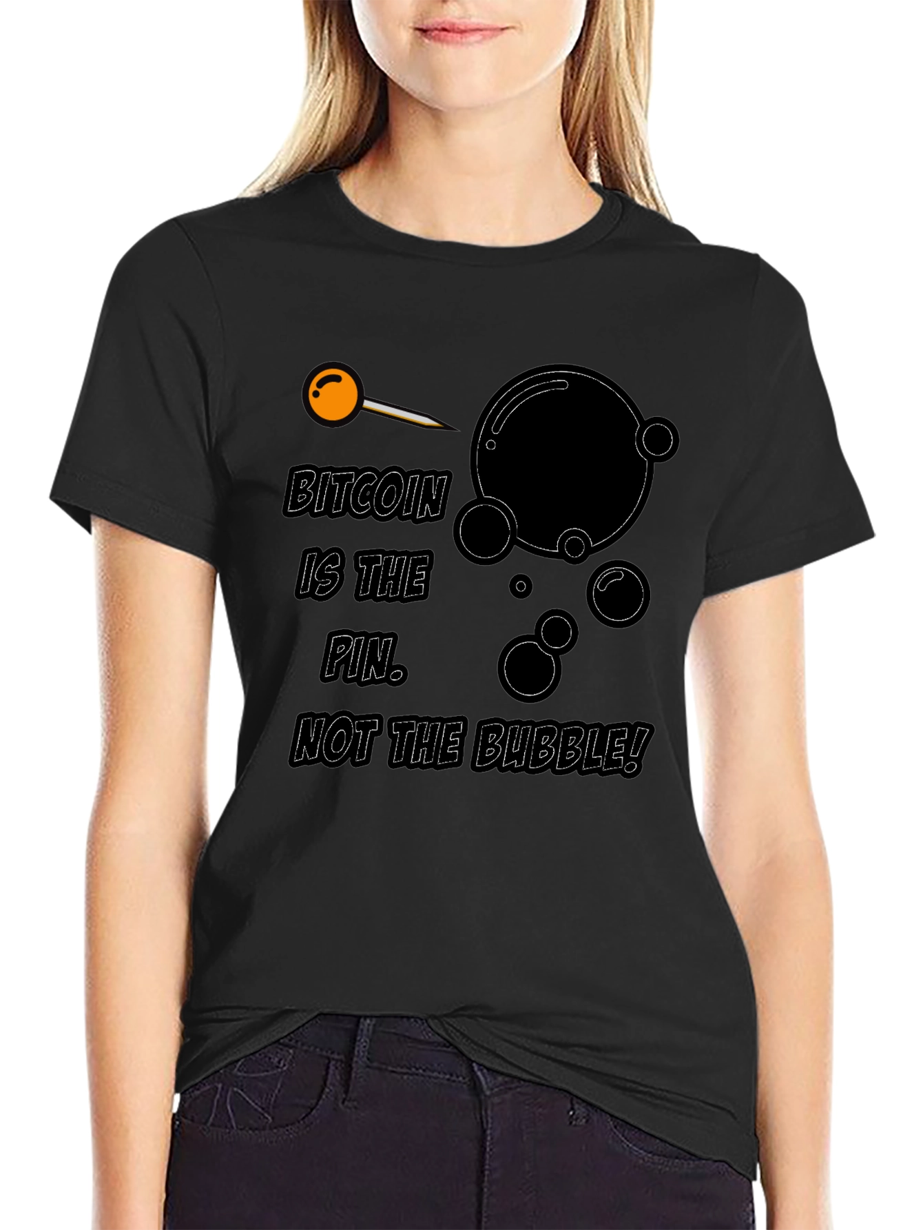 Bitcoin Pin Bubble Graphic T-Shirt