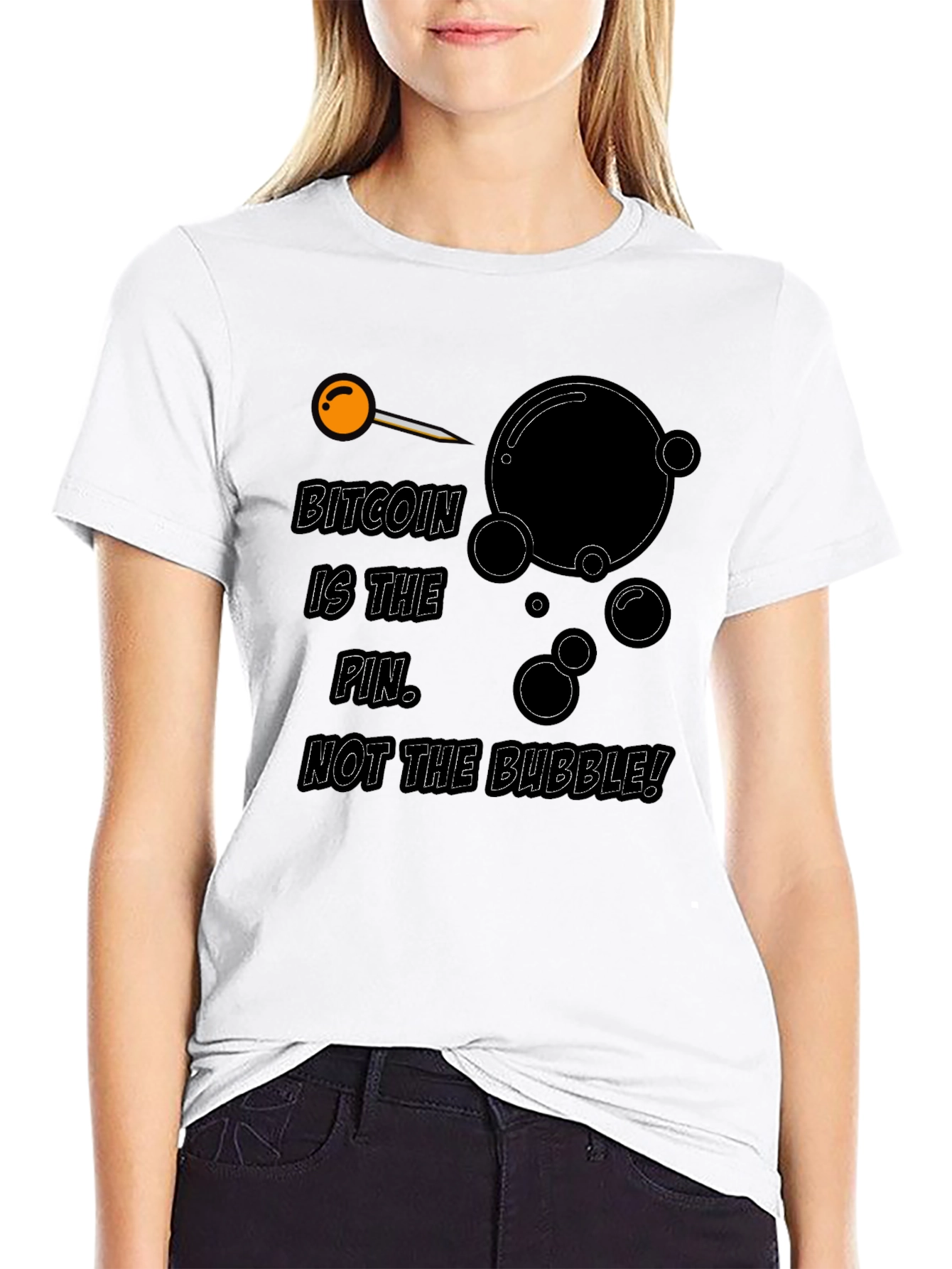 Bitcoin Pin Bubble Graphic T-Shirt