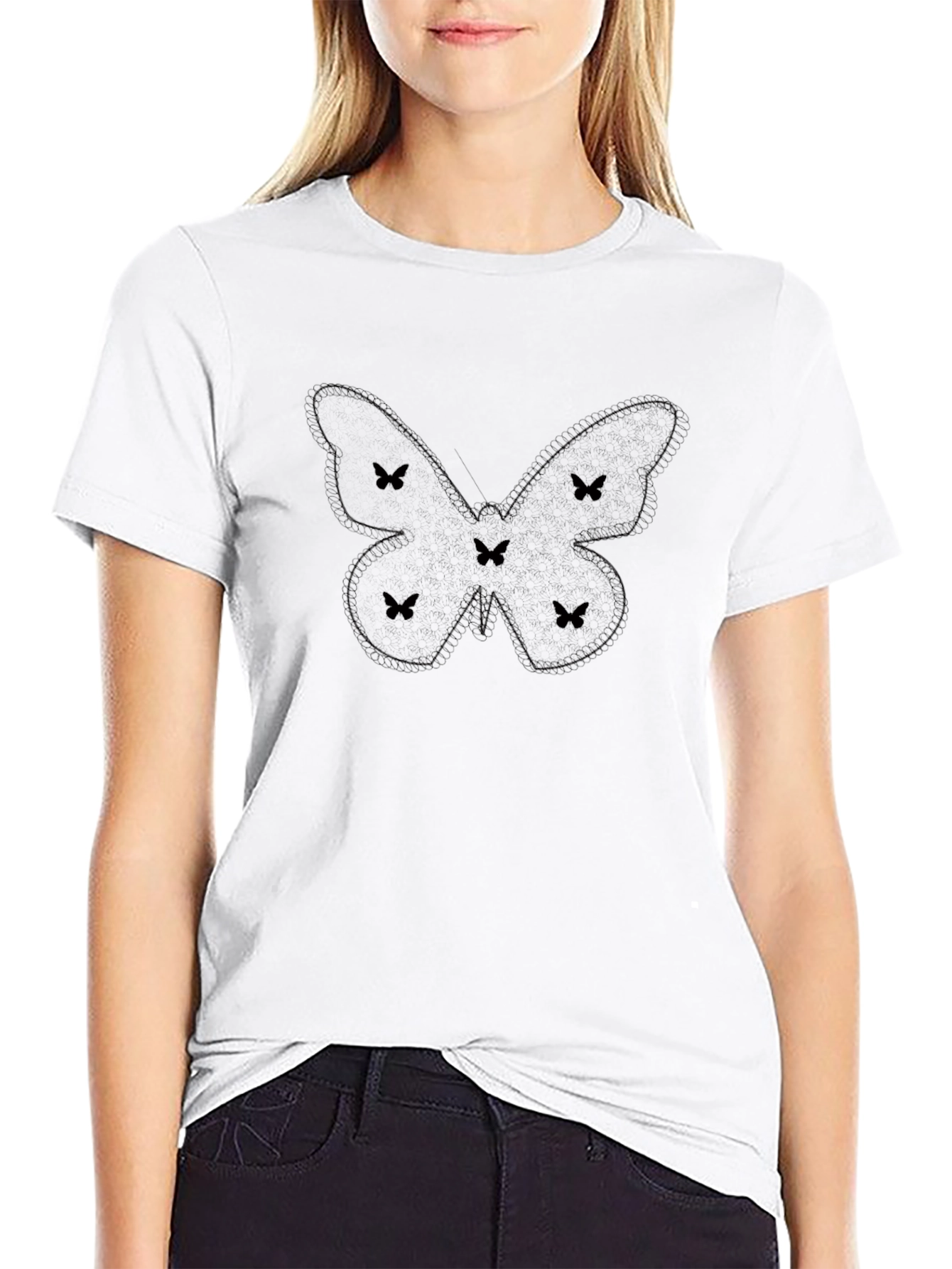 Butterfly Graphic Print Black T-Shirt for Men