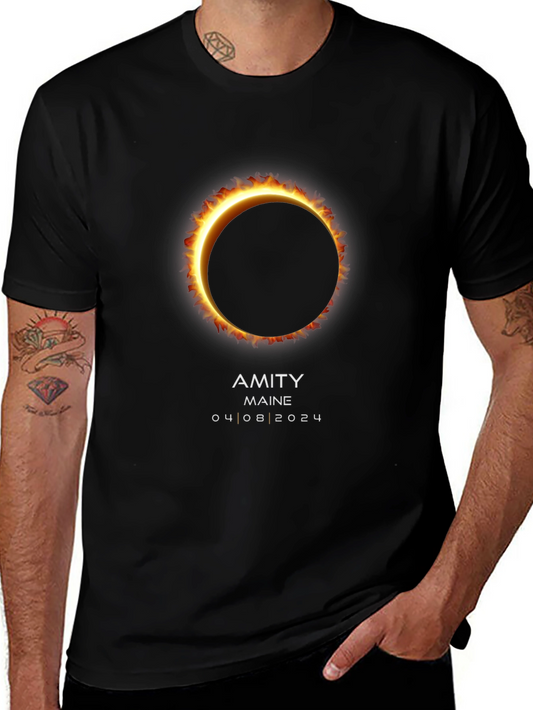 Amity Maine Eclipse 2024 Black T-Shirt