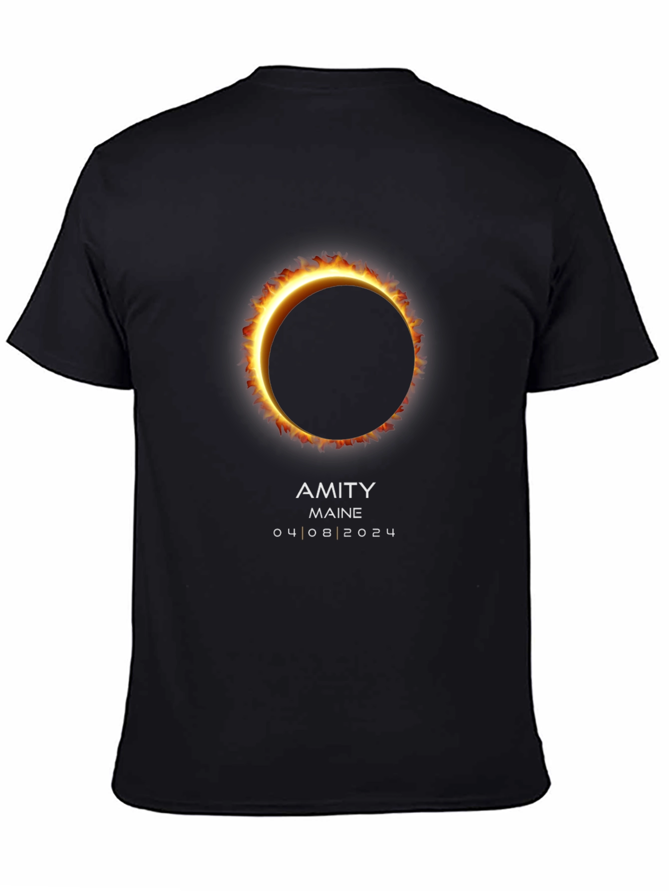 Amity Maine Eclipse 2024 Black T-Shirt