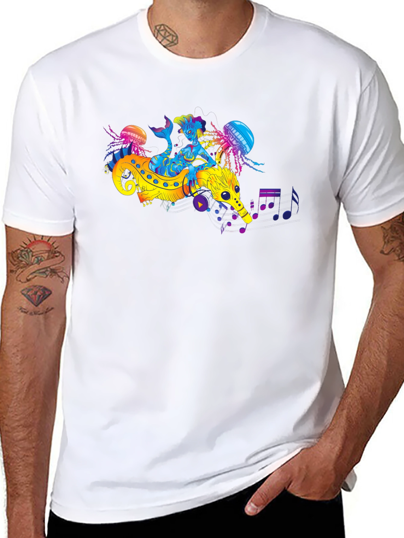 Sea Serpent Mermaid Music T-Shirt