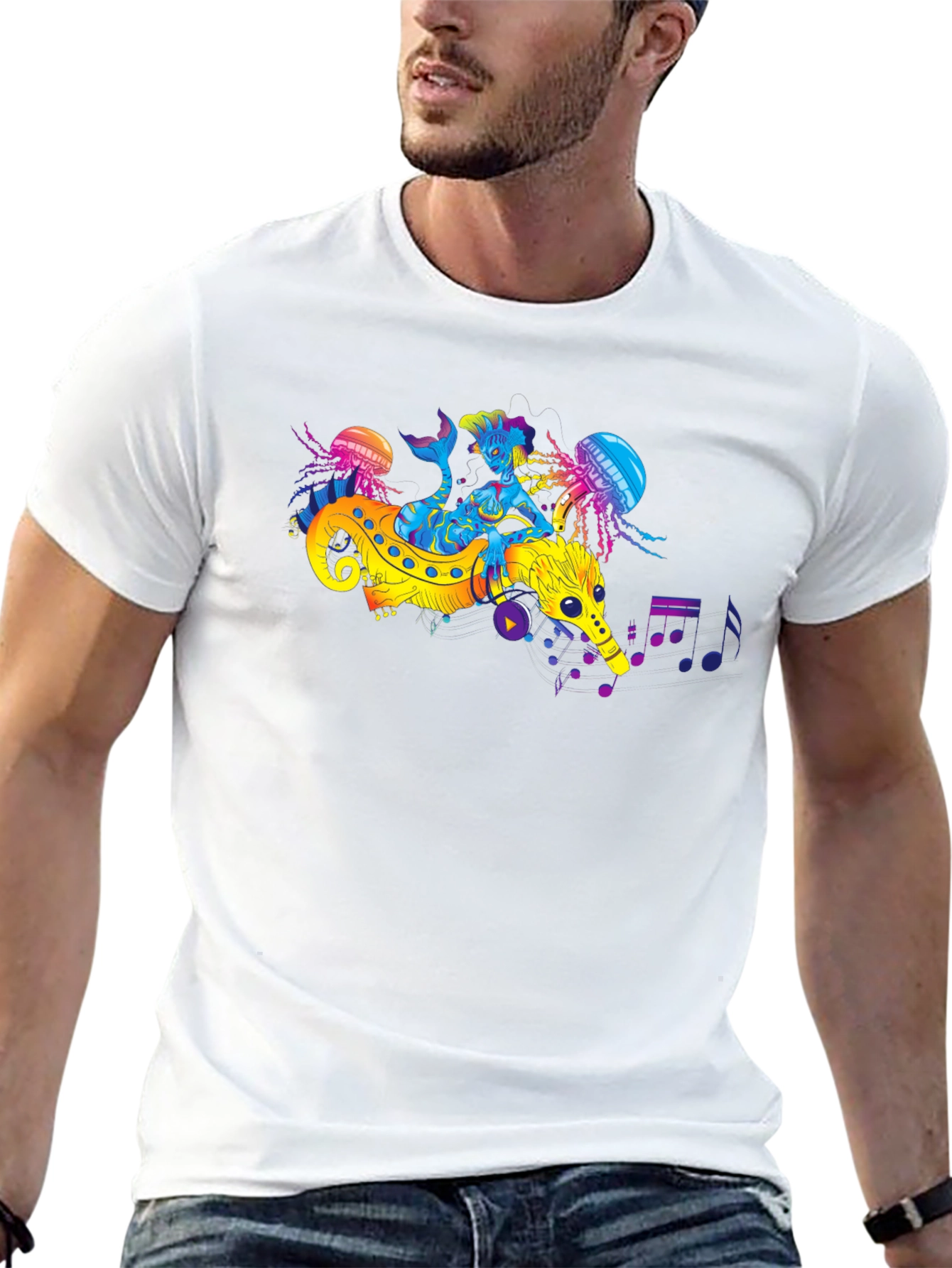 Sea Serpent Mermaid Music T-Shirt
