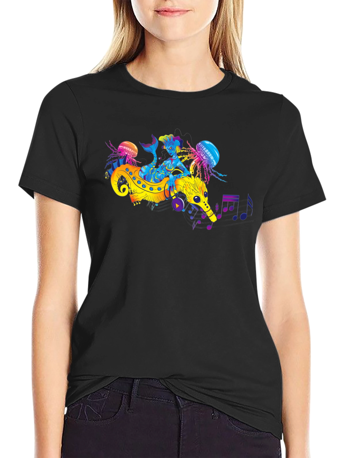 Sea Serpent Mermaid Music T-Shirt