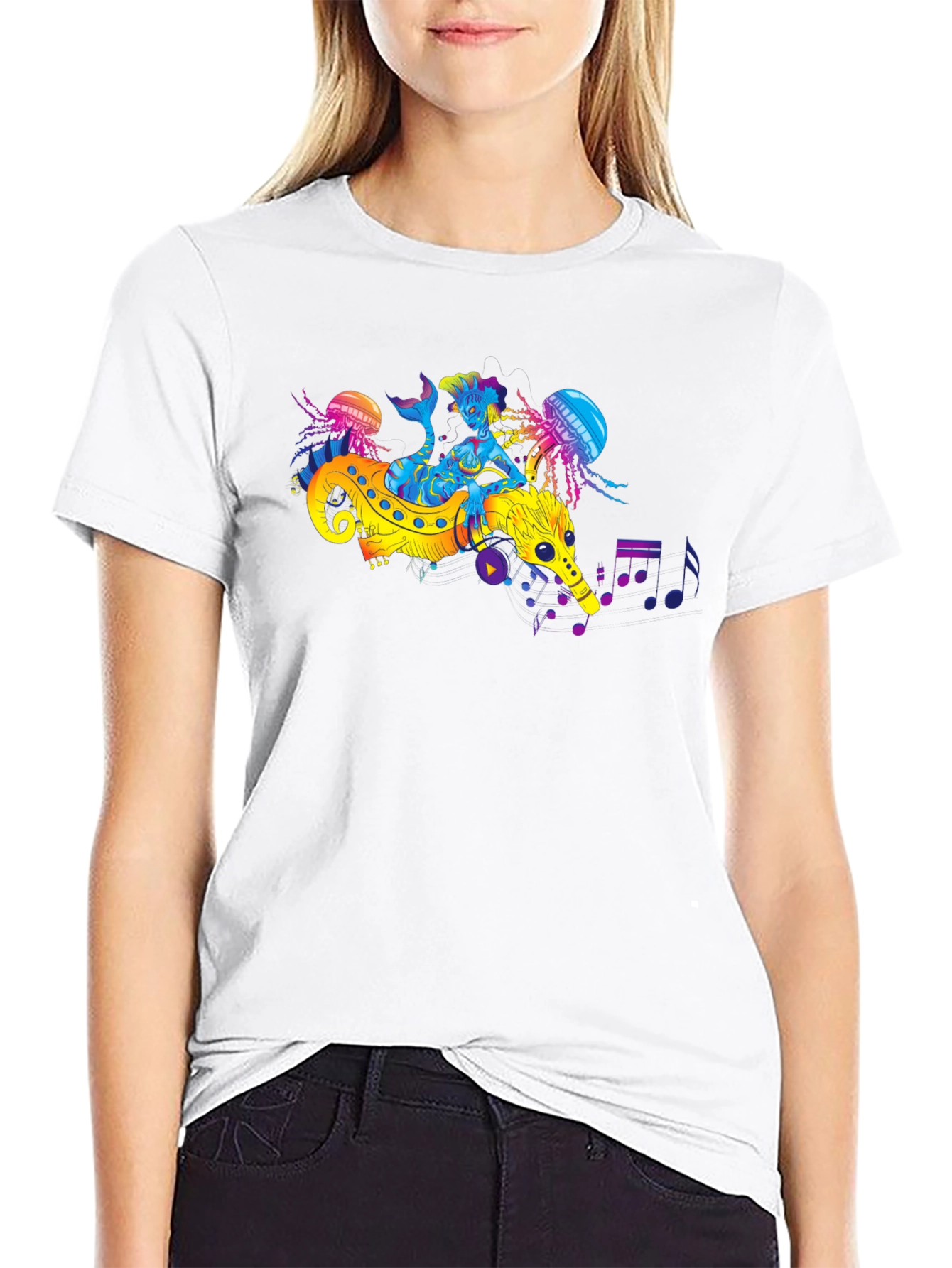 Sea Serpent Mermaid Music T-Shirt