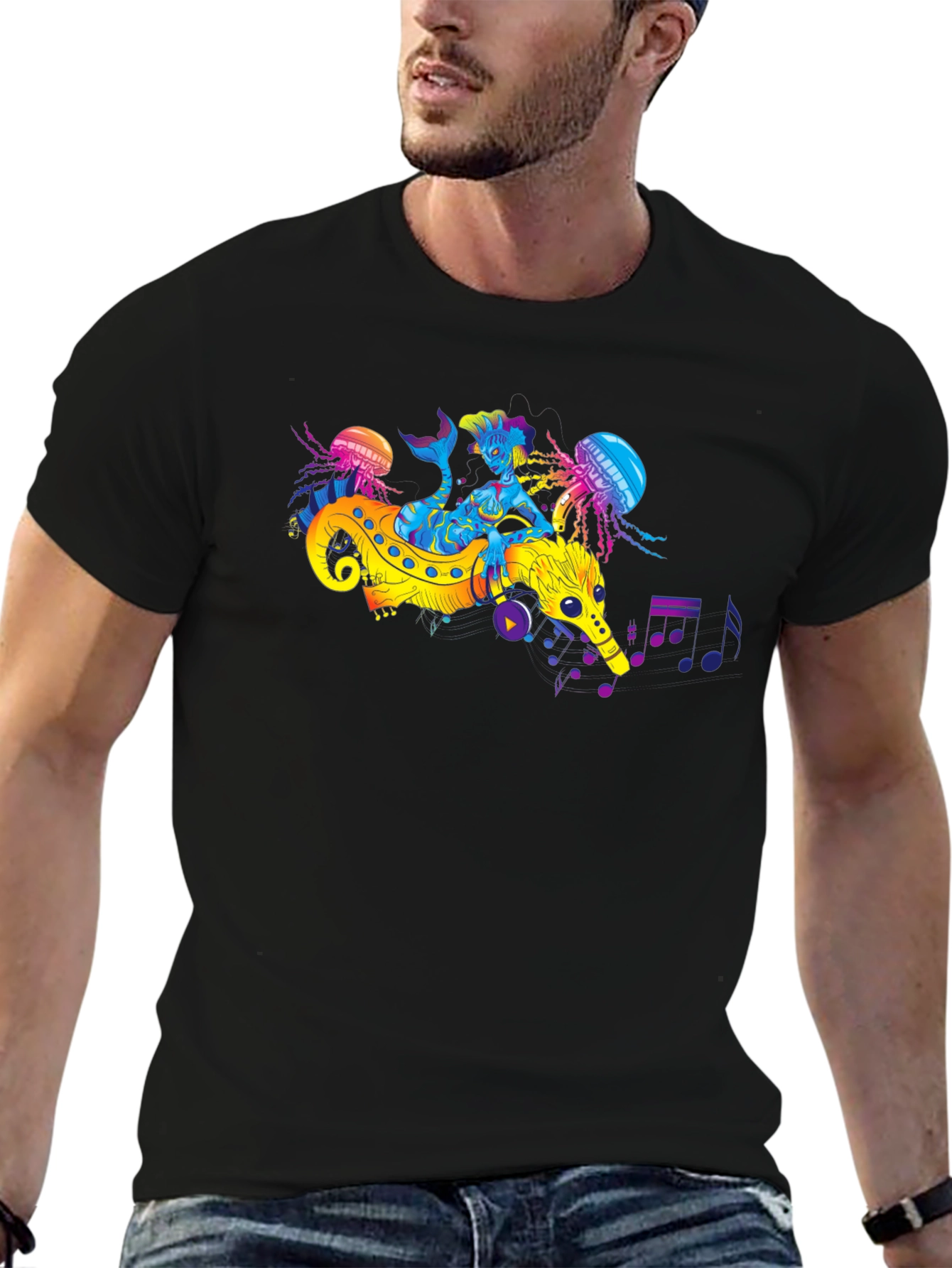 Sea Serpent Mermaid Music T-Shirt