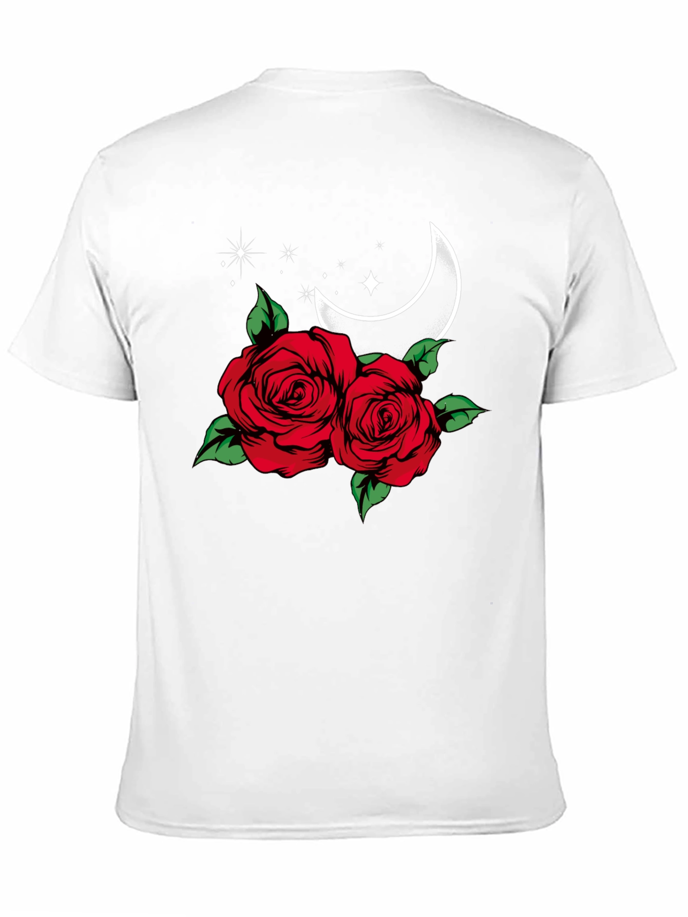Roses Moon Star Graphic Black Tee