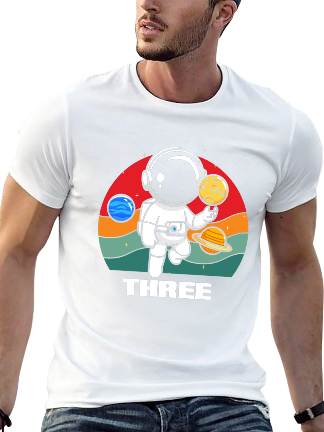Three Astronaut Birthday T-Shirt