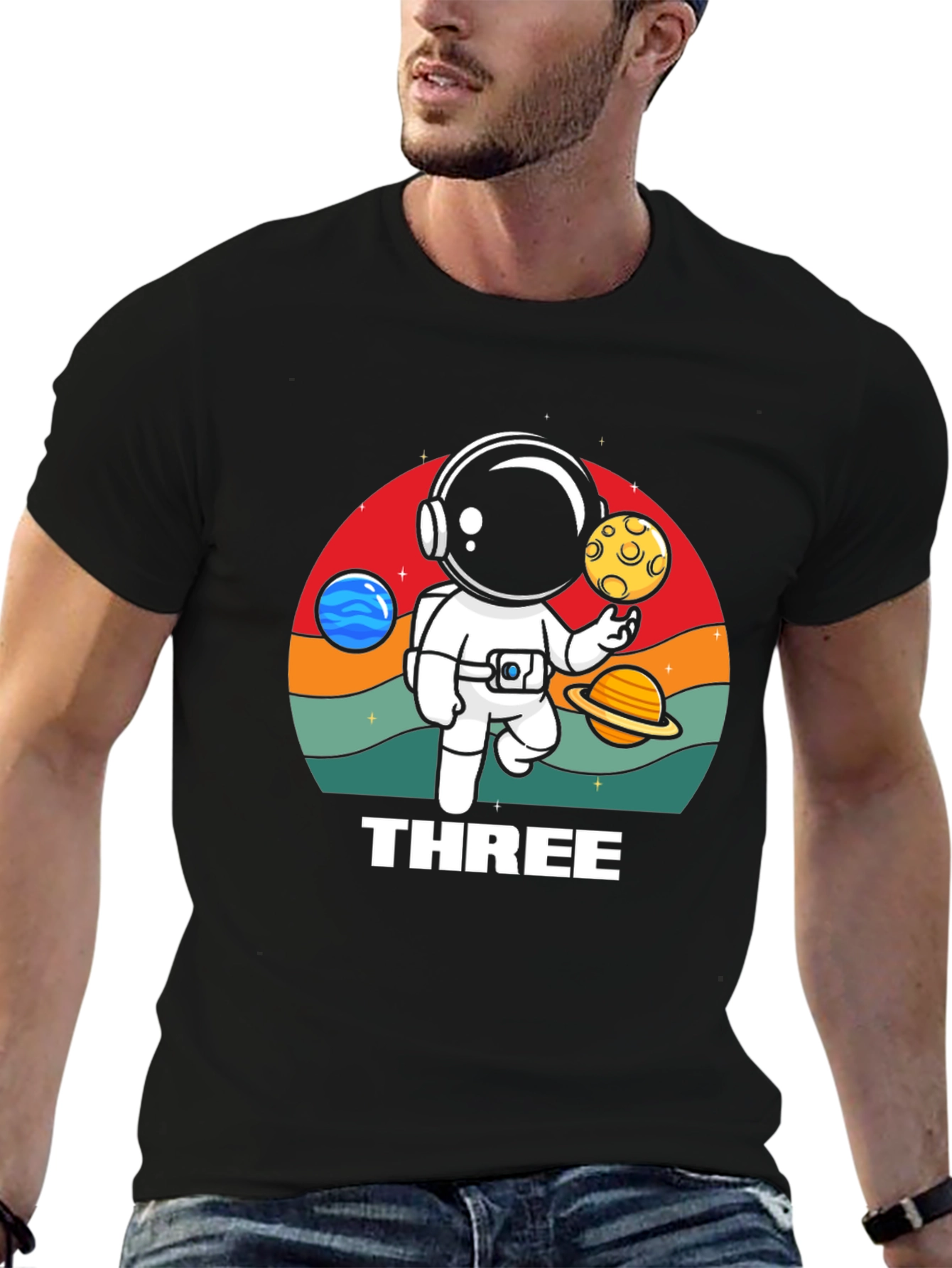 Three Astronaut Birthday T-Shirt