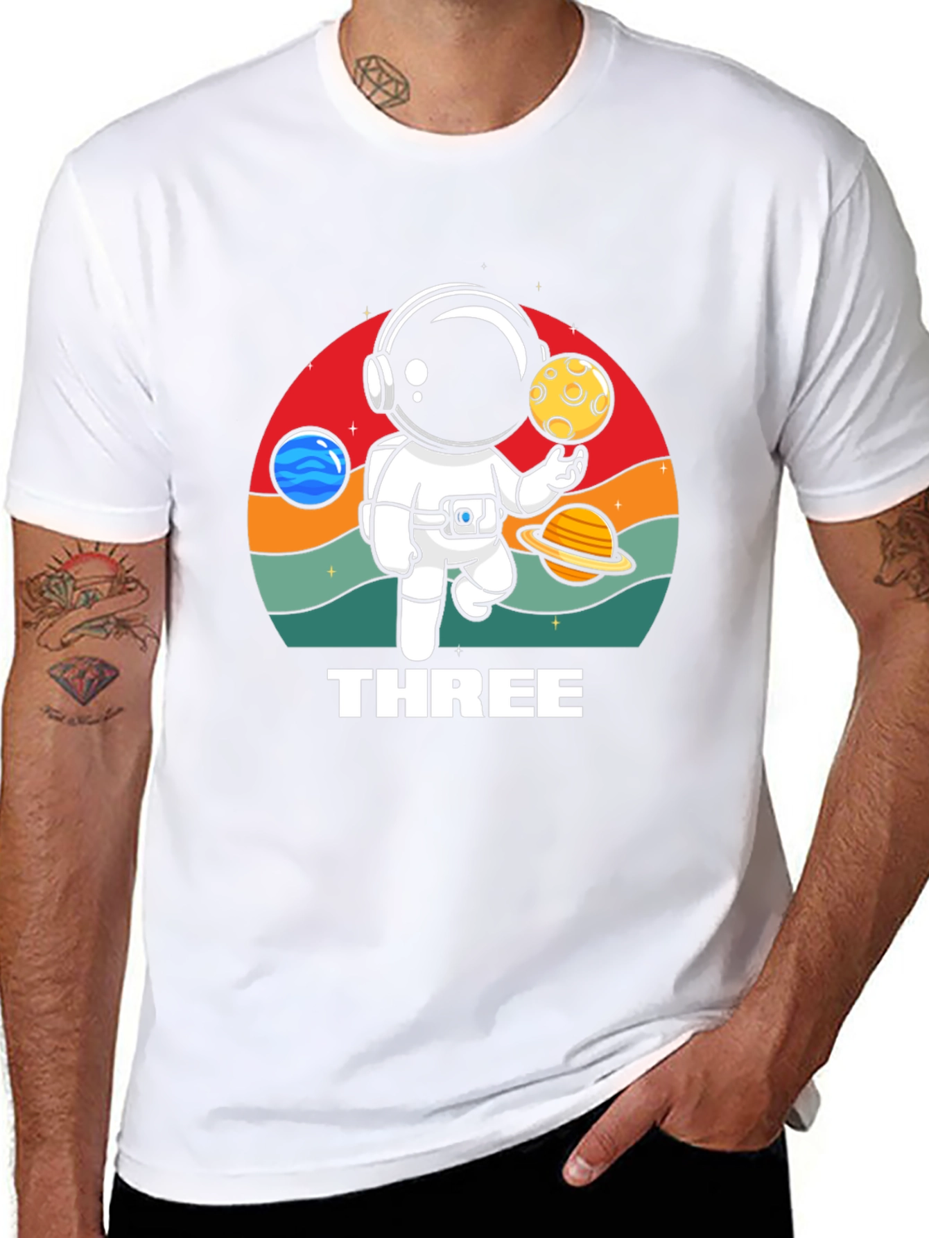 Three Astronaut Birthday T-Shirt