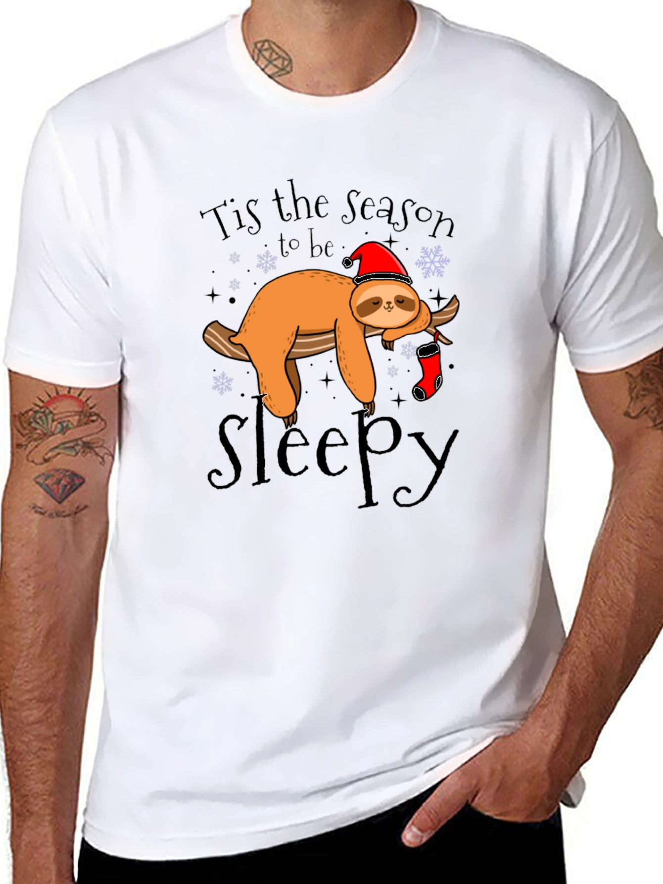Tis the Season to be Sleepy Sloth Graphic T-Shirt