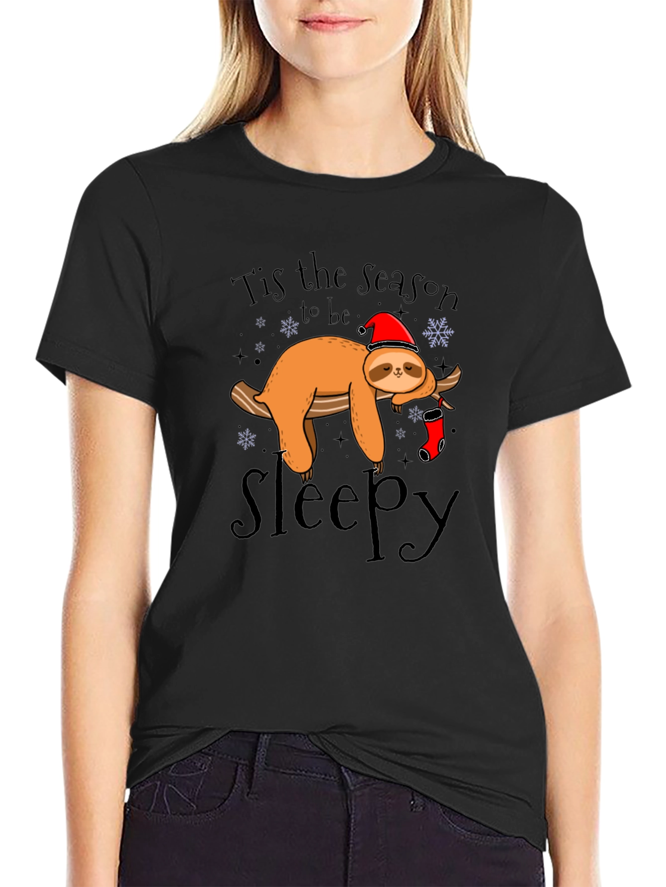Tis the Season to be Sleepy Sloth Graphic T-Shirt